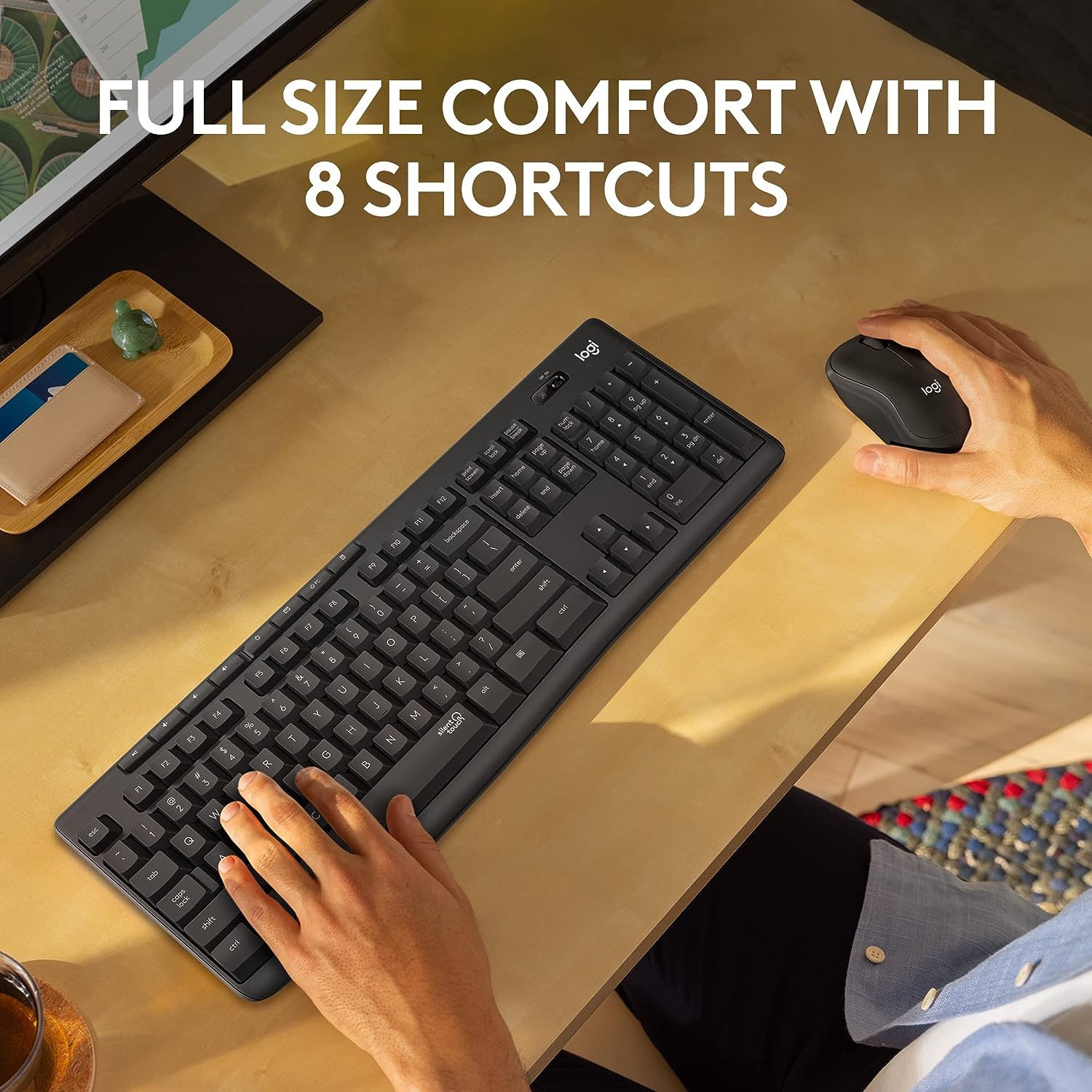 MK295 Wireless Mouse & Keyboard Combo with SilentTouch Technology, Full Numpad, Advanced Optical Tracking,