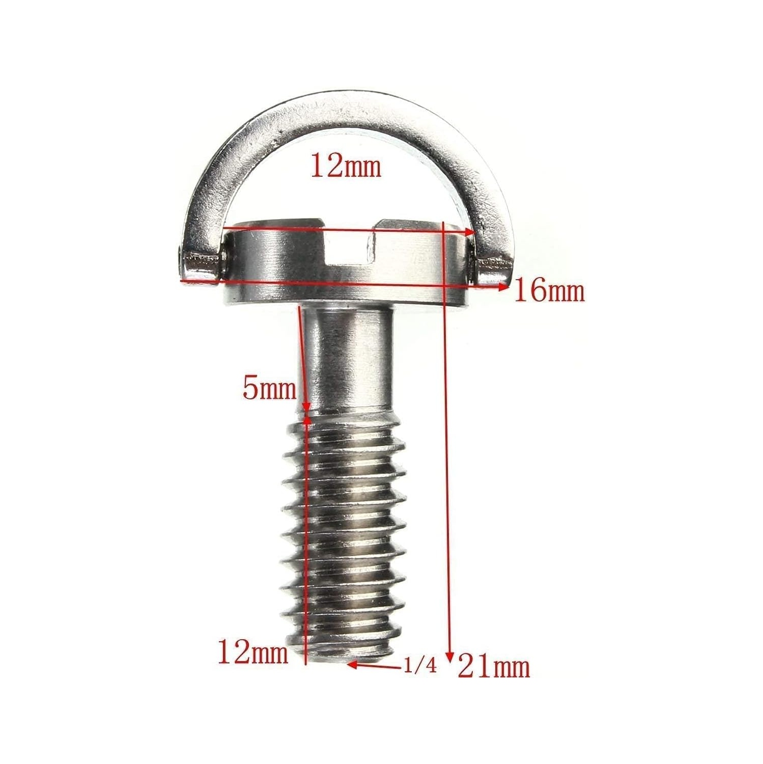 Camera Mounting Screw, 6pcs Long Longer Shaft Steel Flat Head D Shaft D-Ring 1/4" Mounting Screw Screws Adapter 1/4