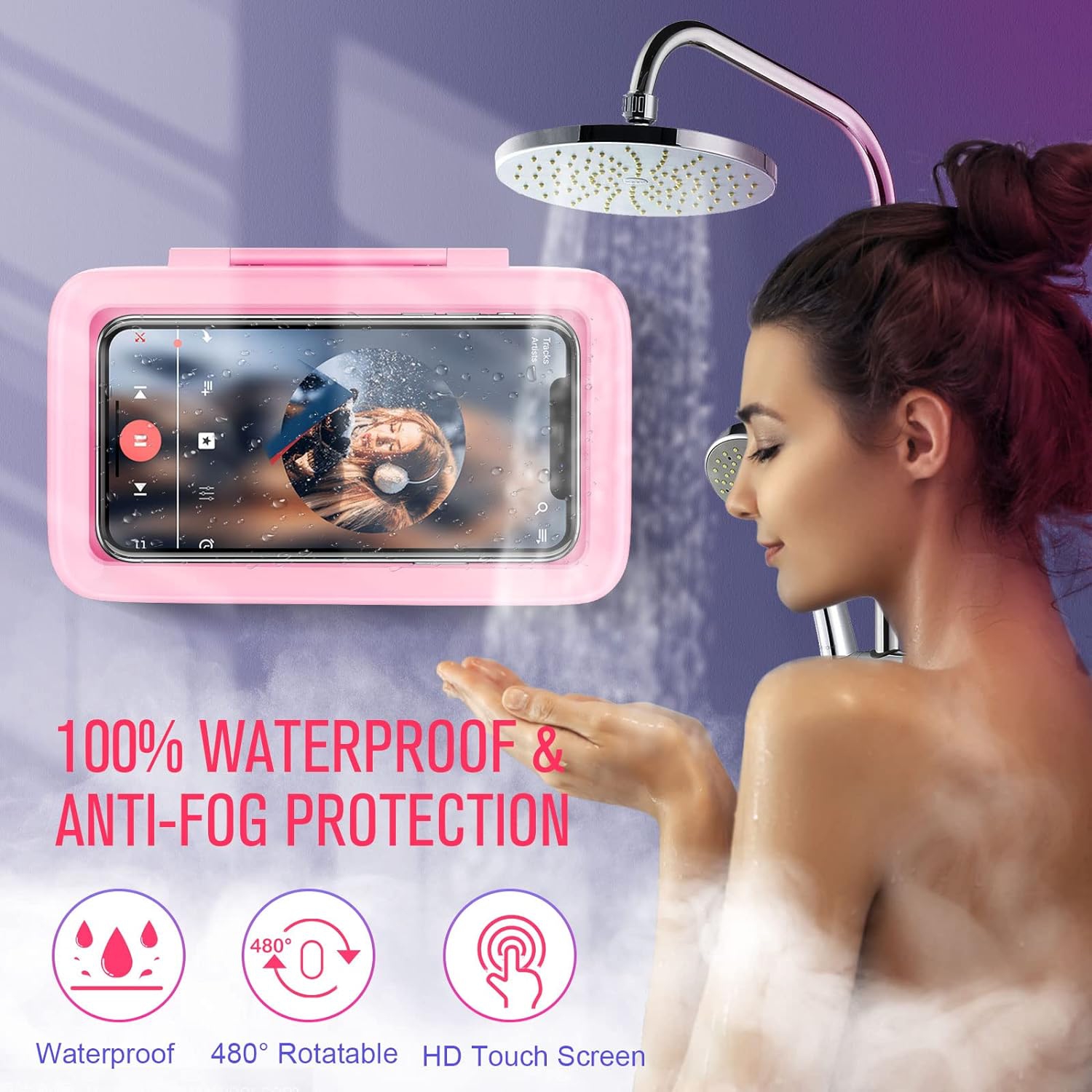 Support de téléphone de douche étanche avec Rotation de 480