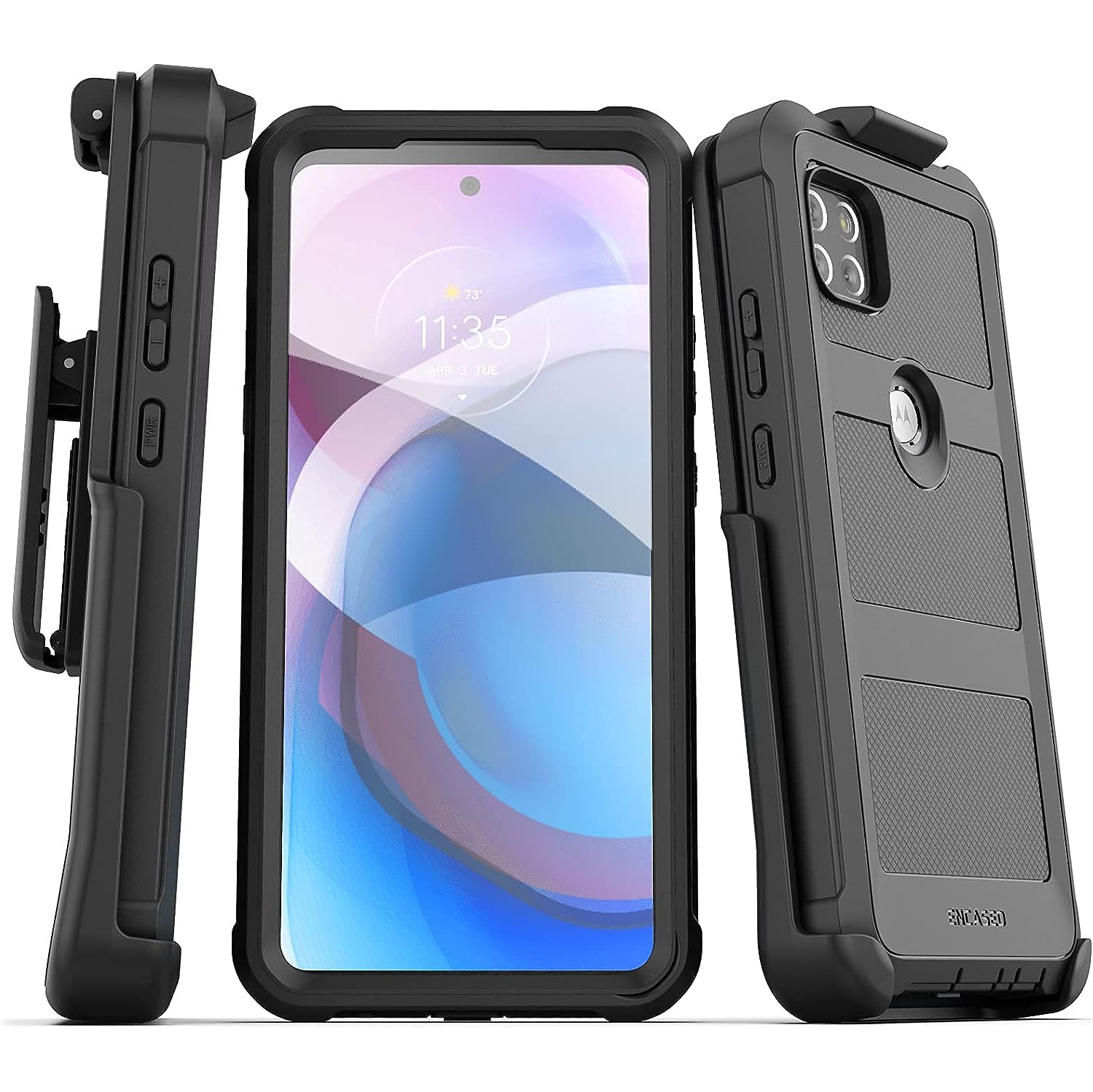 Falcon Armour for Motorola One 5G Ace Case with Built-in Screen Protector and Belt Clip Holster, Protective