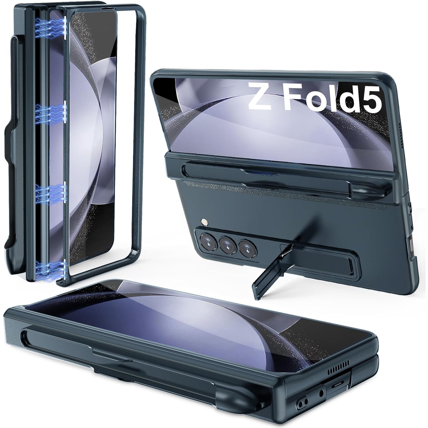 for Samsung Galaxy Z Fold 5 Case with Magnetic Hinge Protection S Pen Holder Built-in Screen Protector