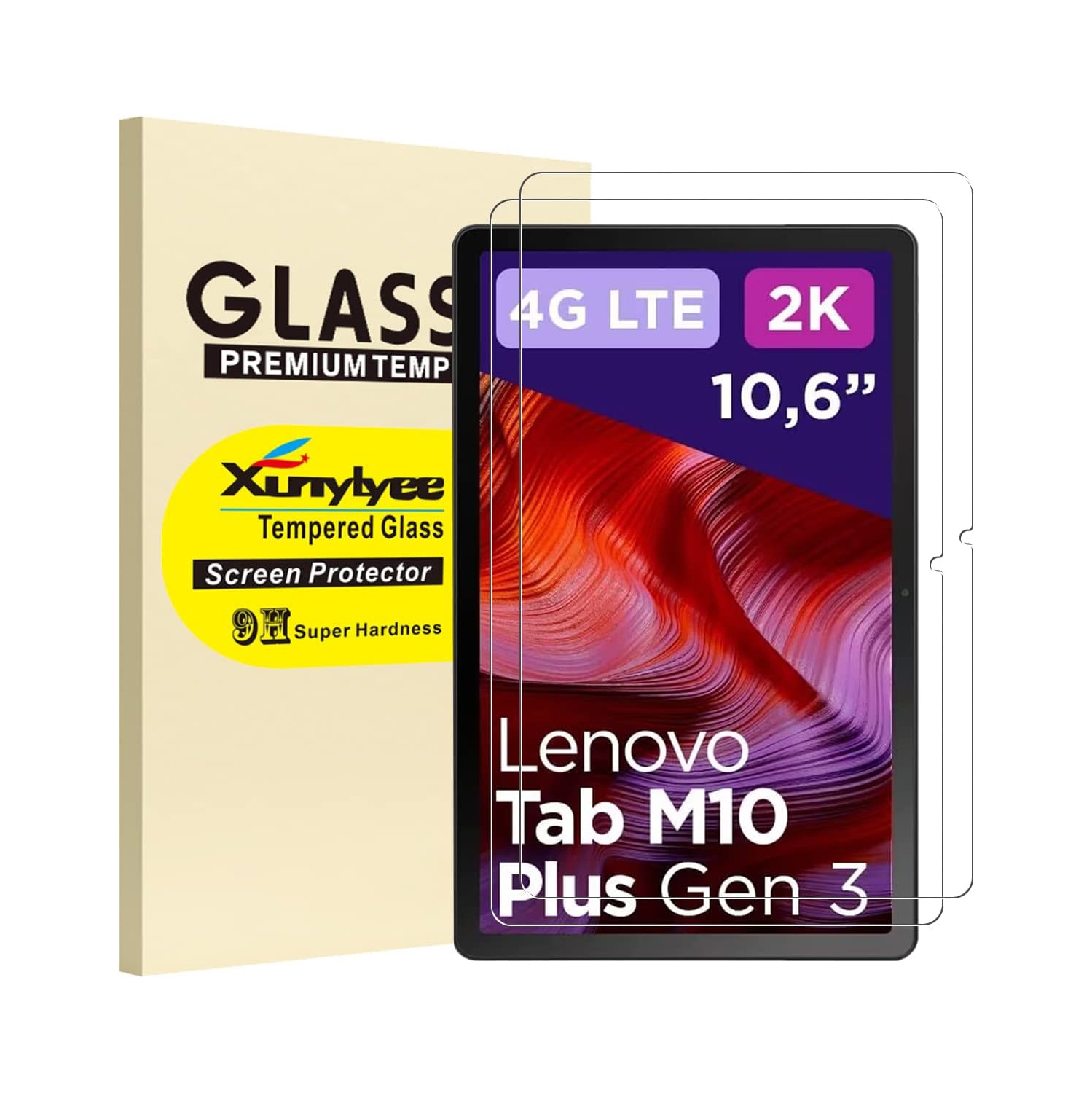 [2 Pack] Screen Protector for Lenovo Tab M10 Plus 3rd Gen 10.6", Bubble Free Tempered Glass for Lenovo Tab M10
