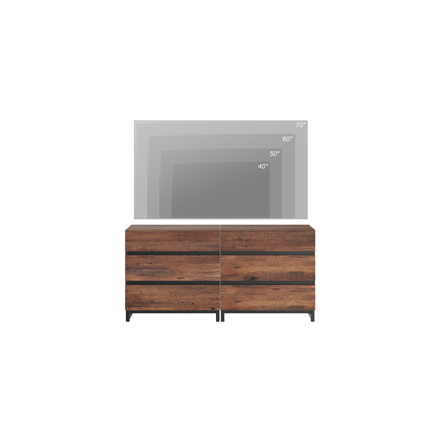 WAMPAT Modern TV Stand for TVs up to 70 inches,Entertainment Center TV Console with 6 Drawers and Metal Base,Media Console for Living