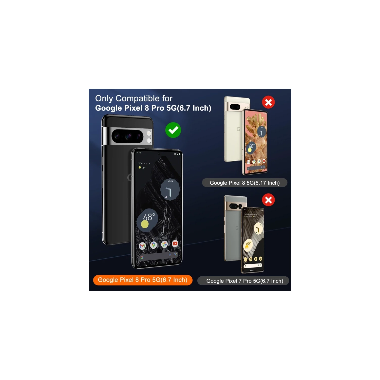 Protecteur d'écran pour Pixel 8 Pro de Google - installation facile, verre trempé 9H mm avec protecteurs d'objectif - transparent HD, antirayure