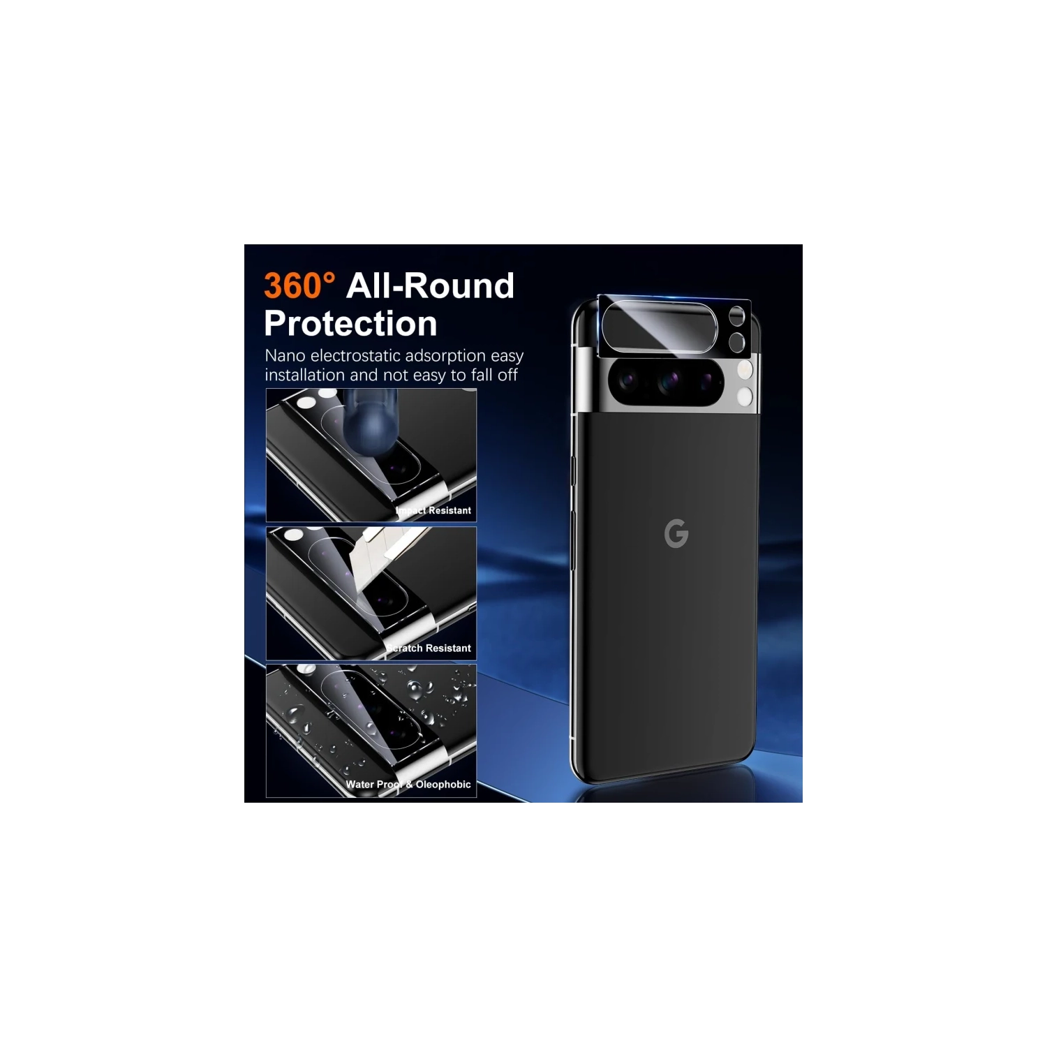 Protecteur d'écran pour Pixel 8 Pro de Google - installation facile, verre trempé 9H mm avec protecteurs d'objectif - transparent HD, antirayure