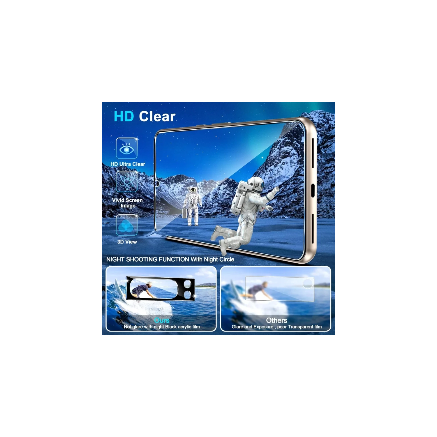 Protecteur d'écran pour Pixel 8 Pro de Google - installation facile, verre trempé 9H mm avec protecteurs d'objectif - transparent HD, antirayure