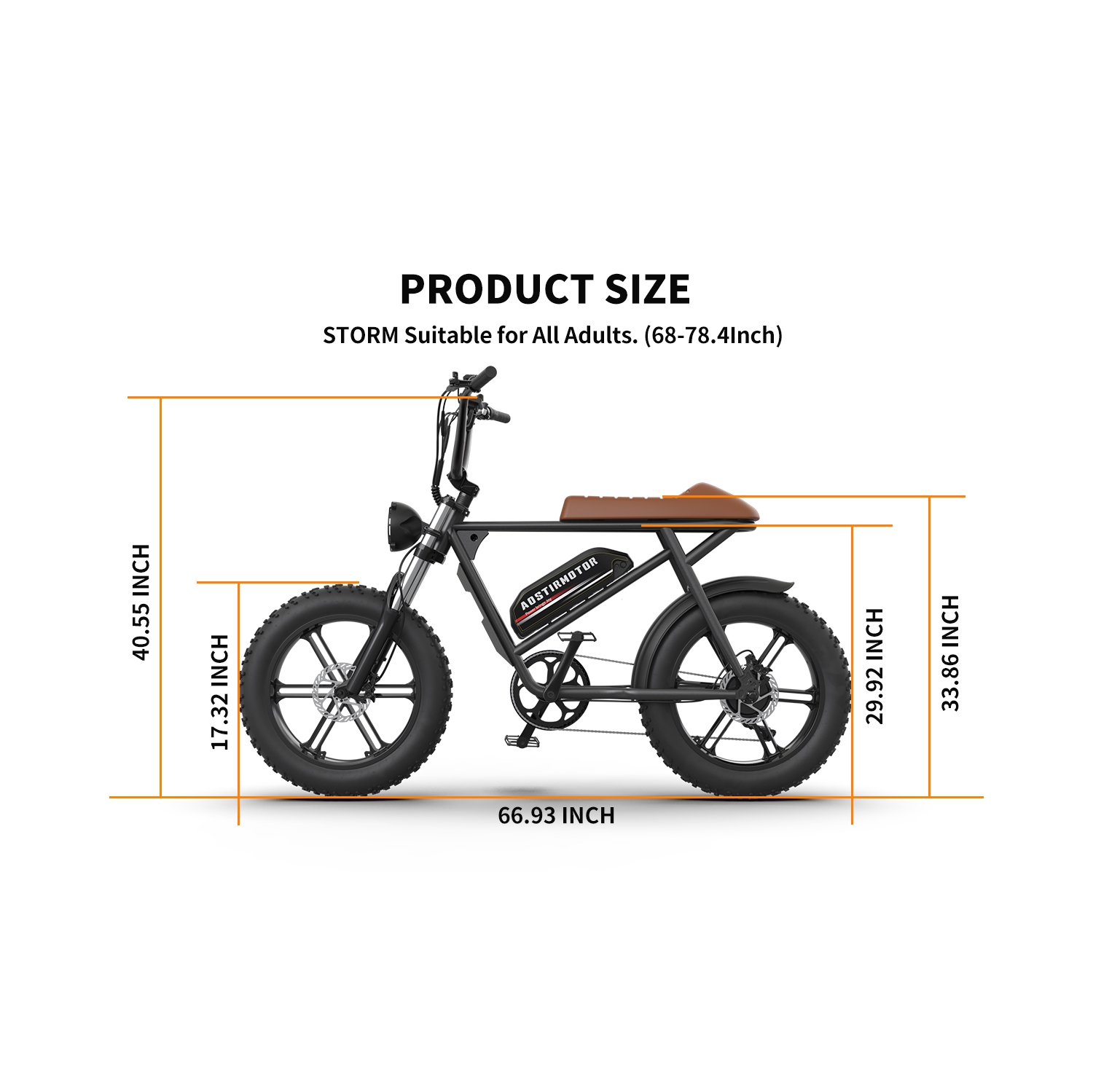Vélo électrique À gros pneus de 20 po STORM 750&nbsp;W d'Aoagitation pour adultes/vélo de montagne 40&nbsp;km/h de 48&nbsp;V