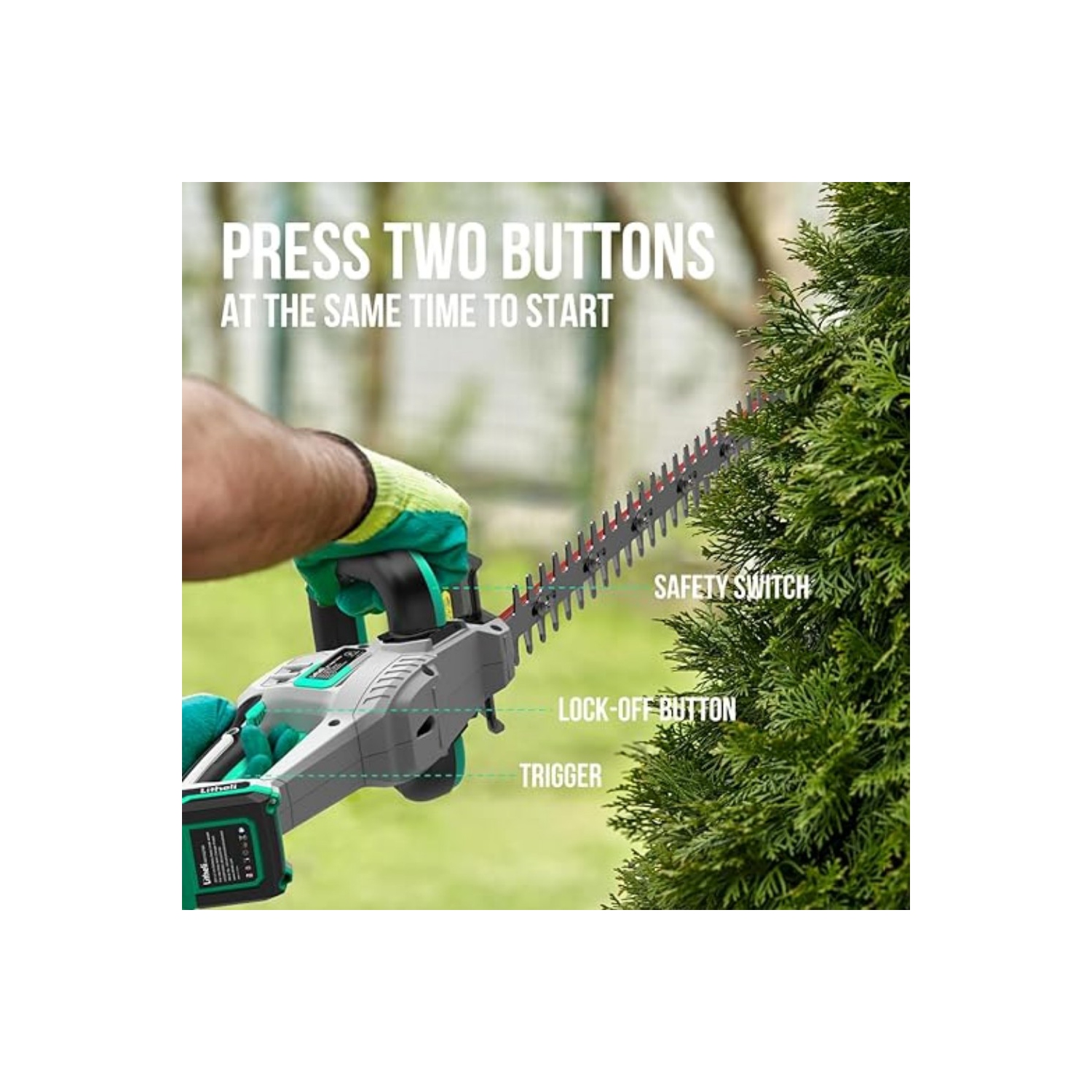 Litheli 20V Cordless Hedge Trimmer 20 Inch with 2.0Ah Battery and Charger Included