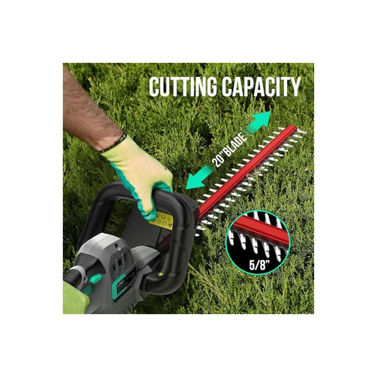 Litheli 20V Cordless Hedge Trimmer 20 Inch with 2.0Ah Battery and Charger Included