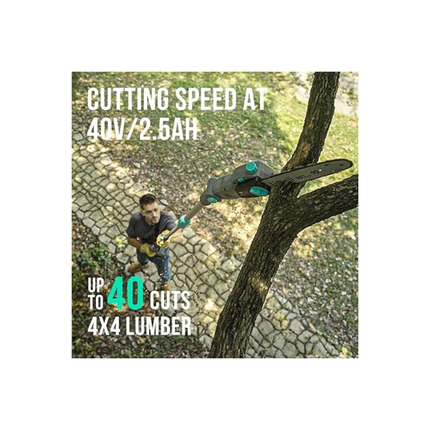 Scie à poteau sans fil Litheli, 2,5&nbsp;Ah 40&nbsp;V de 10 po et chargeur inclus
