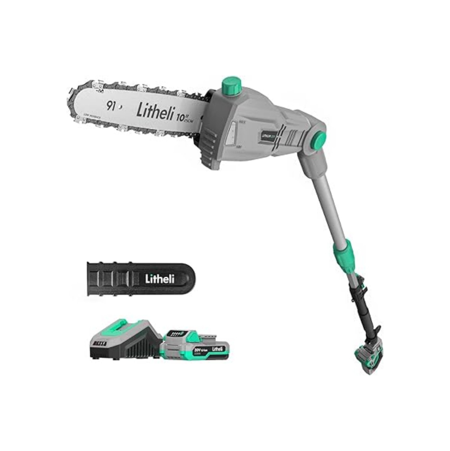 Scie à poteau sans fil Litheli, 10 po avec batterie 2,0&nbsp;Ah et chargeur