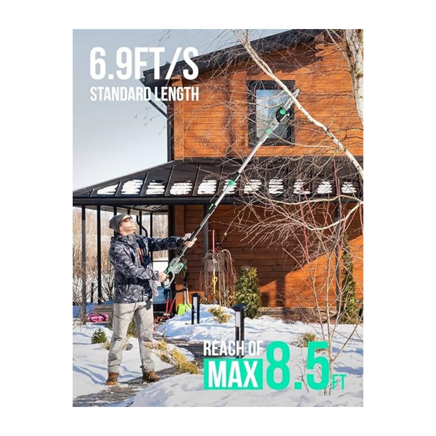 Scie à poteau sans fil Litheli, 10 po avec batterie 2,0&nbsp;Ah et chargeur