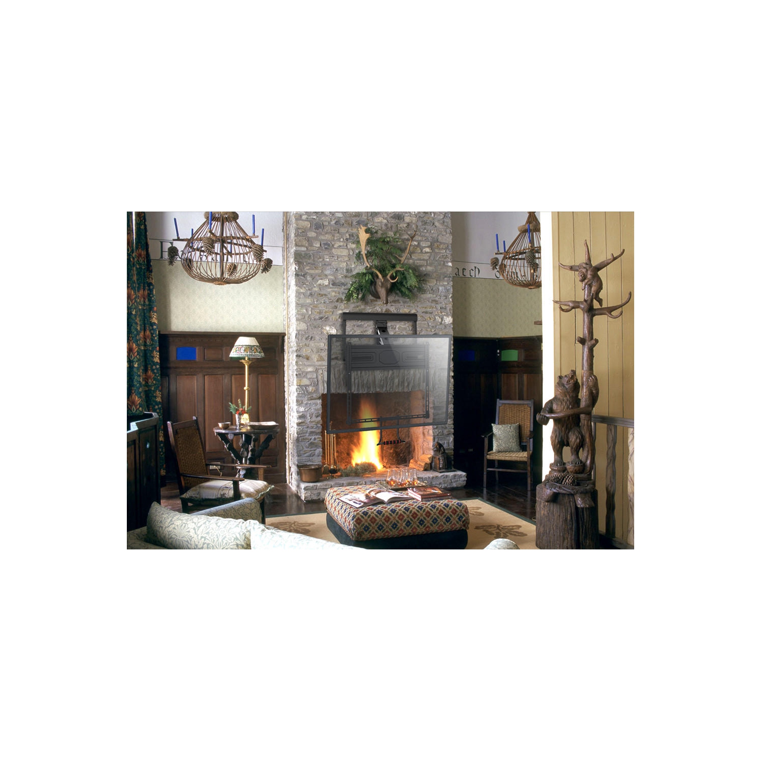 43-70 Inch Above Fireplace Pull-Down Full Motion TV Wall Mount, TV Mounts Bracket Max Load Capacity 77lbs and VESA up to 600x400