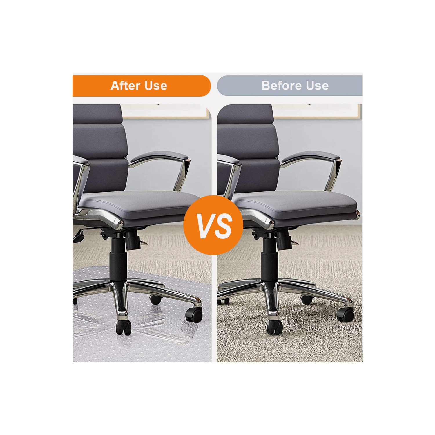 Tapis de chaise de bureau rectangulaire avec crampons et antidérapants en PVC translucide de 36Les tapis de tapis de chaise de bureau 48 po