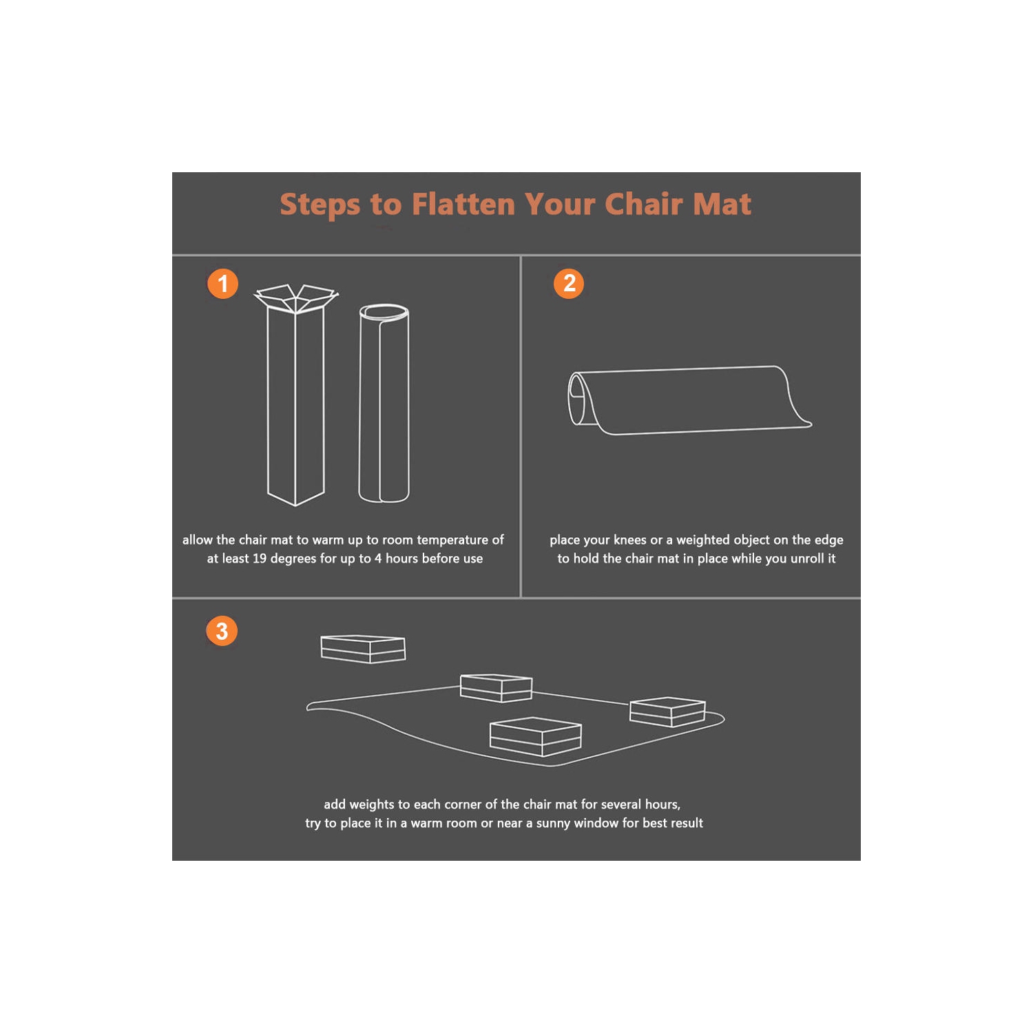 Tapis de chaise de bureau rectangulaire avec crampons et antidérapants en PVC translucide de 36Les tapis de tapis de chaise de bureau 48 po