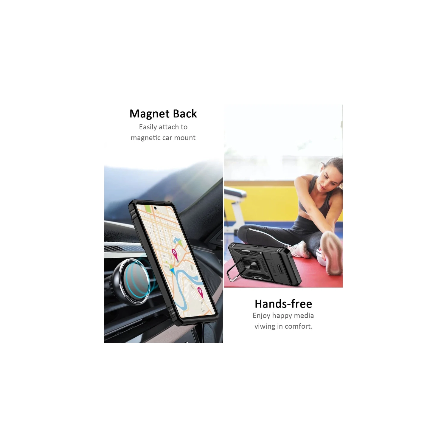 Étui antichoc robuste de qualité militaire pour Pixel 8 Pro de Google avec protection d'objectif et aimant arrière pour le support d'auto