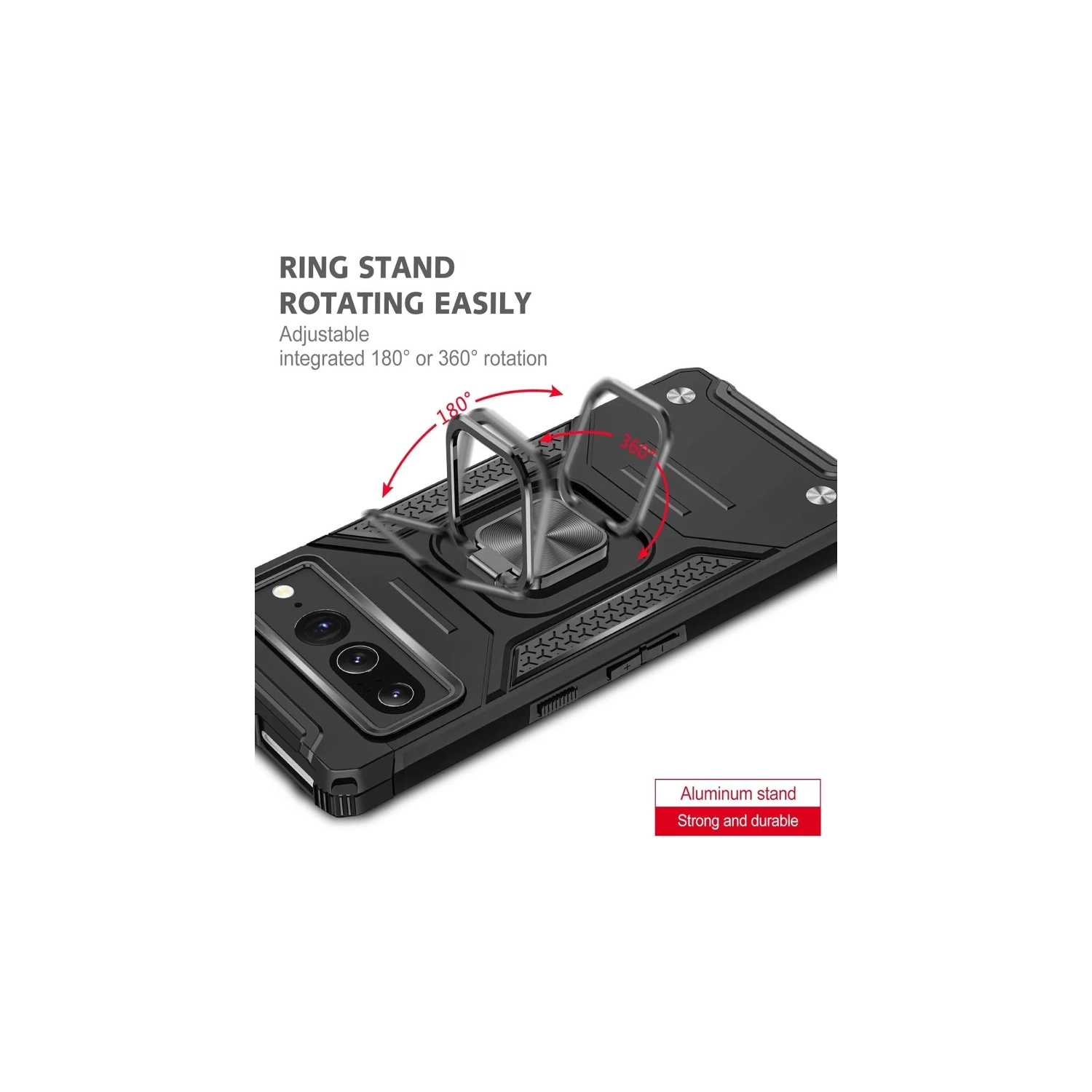 Rugged Military-Grade Shockproof Google Pixel 8 Case with Lens Protection and back magnet for car mount