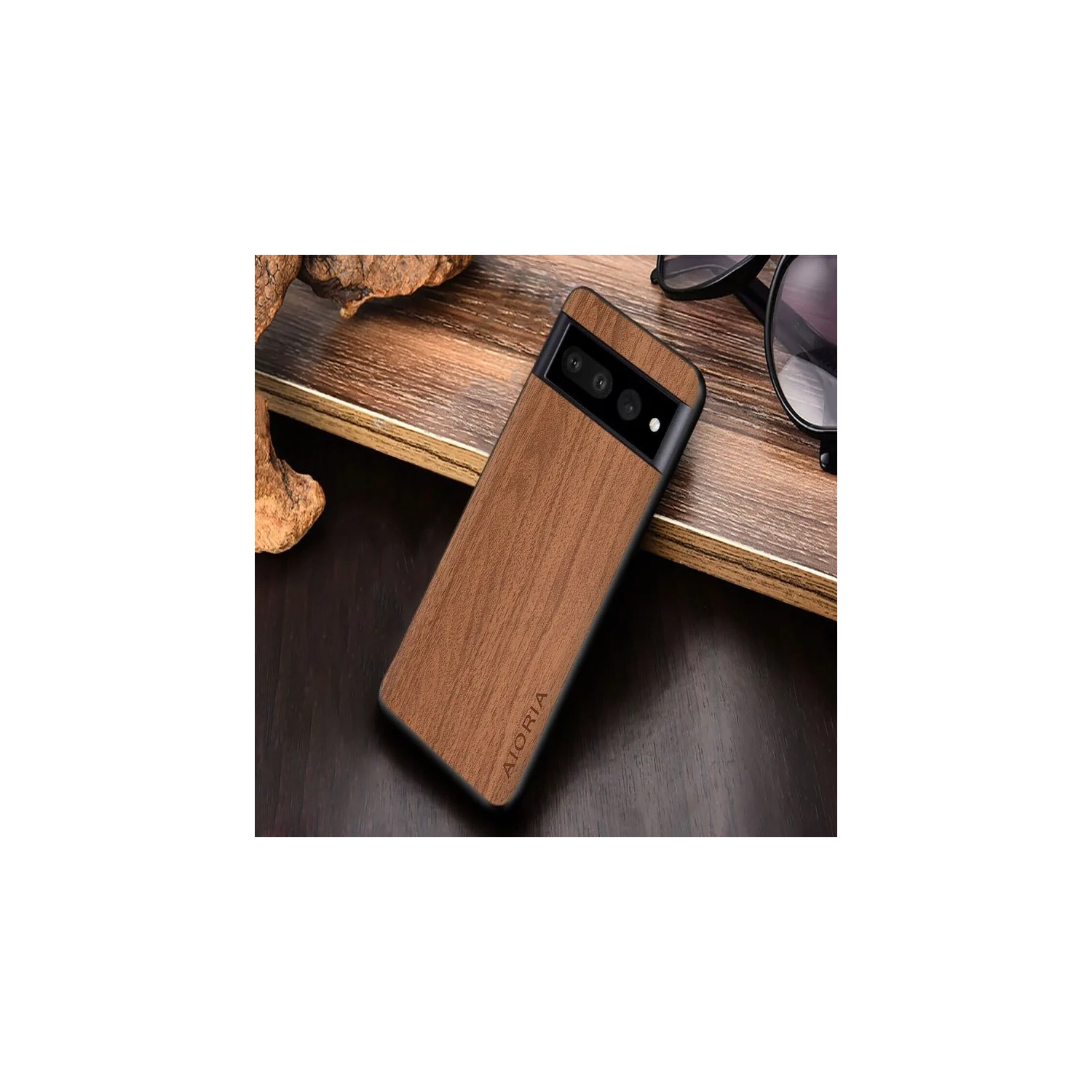 Étui de luxe en similicuir de polyuréthane avec motifs de bois de qualité supérieure en bambou pour Pixel 8 Pro de Google - housse de protection