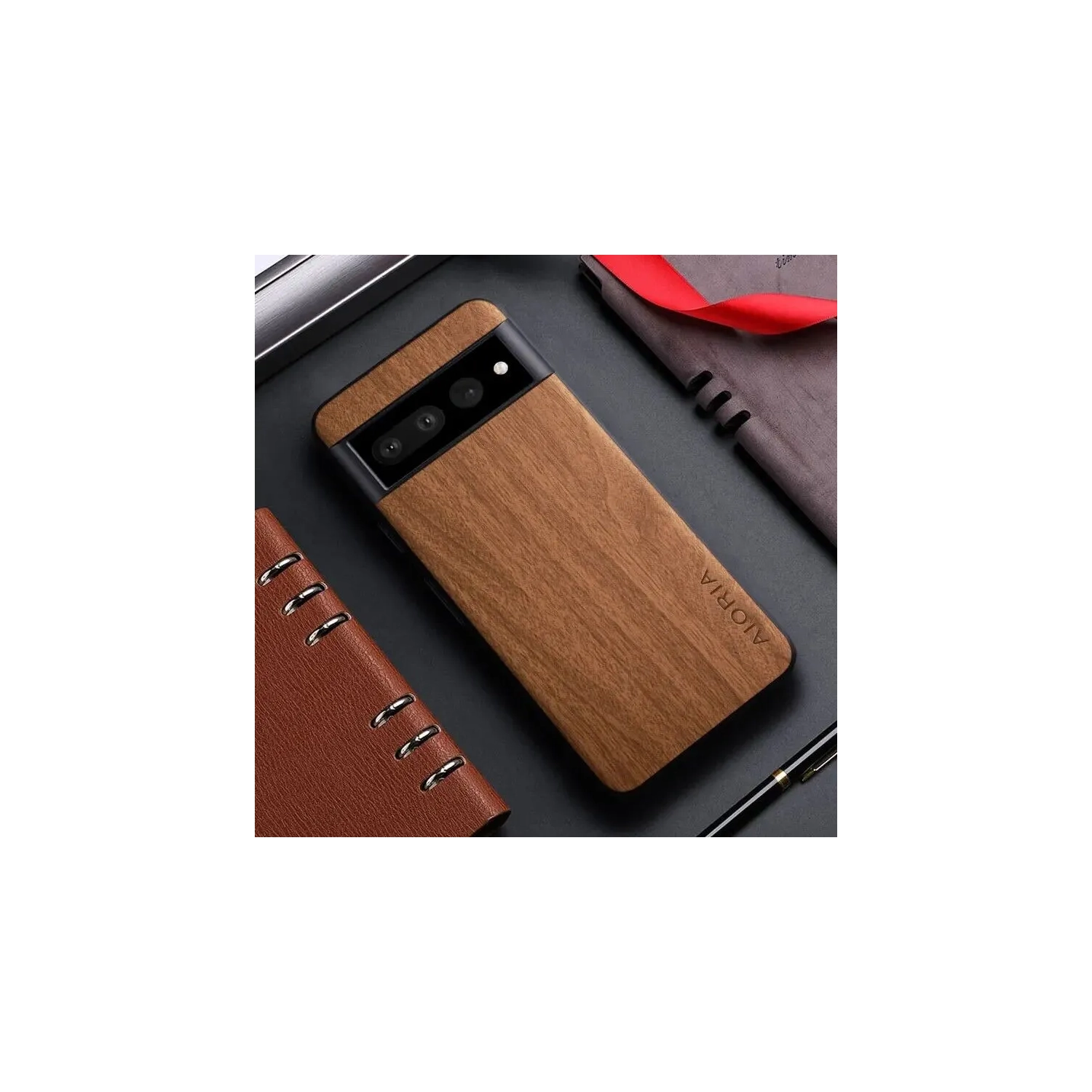 Étui de luxe en similicuir de polyuréthane avec motifs de bois de qualité supérieure en bambou pour Pixel 8 Pro de Google - housse de protection