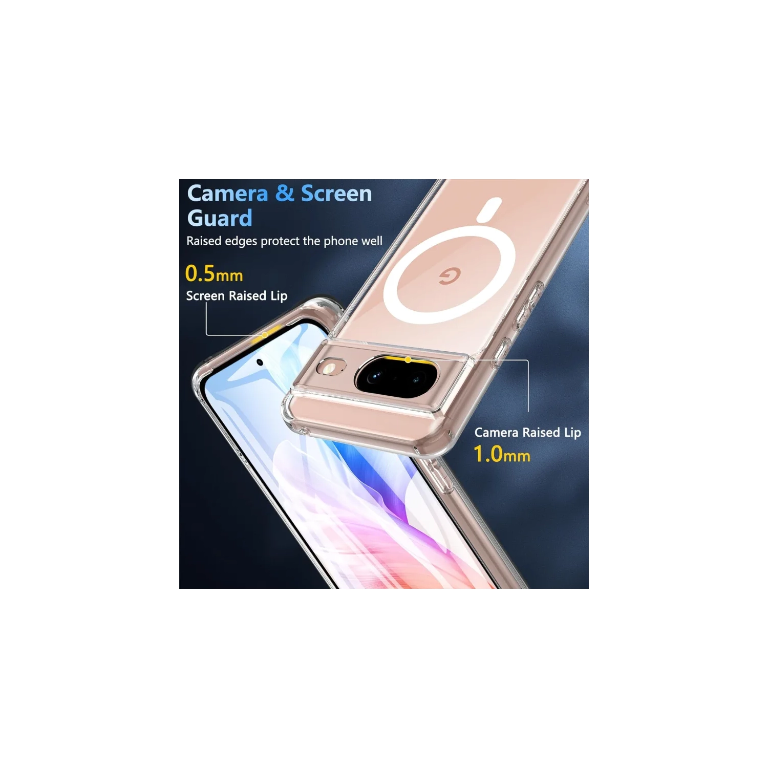 Magnetic Google Pixel 8 Case with Screen Protector [Magsafe Compatible] - Clear Slim Military Drop Protection Cover