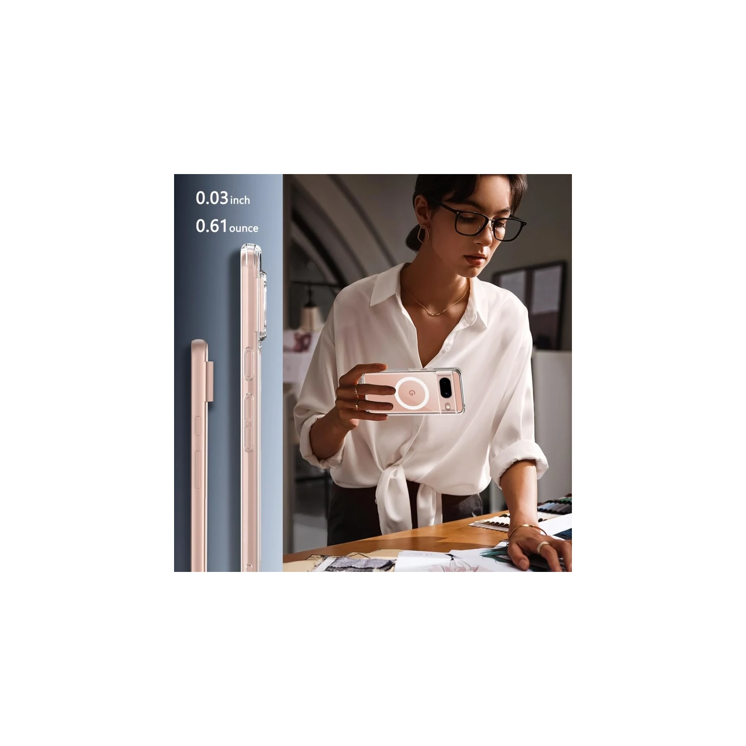 Magnetic Google Pixel 8 Case with Screen Protector [Magsafe Compatible] - Clear Slim Military Drop Protection Cover