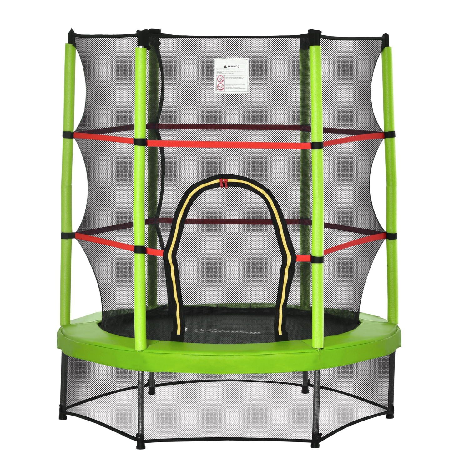 Outsunny 55" Kids Trampoline with Enclosure Net Steel Frame Indoor Round Bouncer Rebounder Age 3 to 6 Years Old, Green