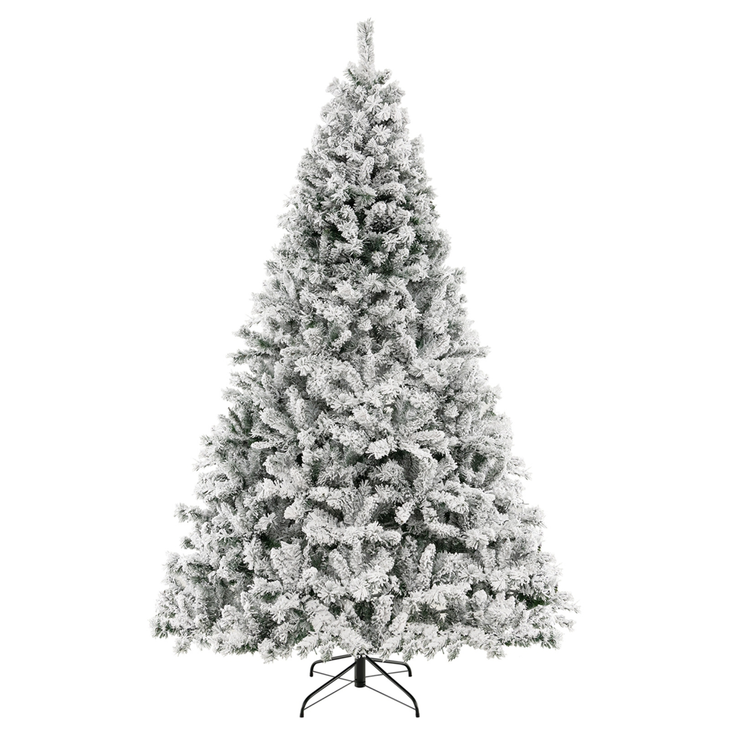 Costway 8 FT Pre-Lit Christmas Tree 3-Minute Quick Shape Flocked Decor with 600 LED Lights