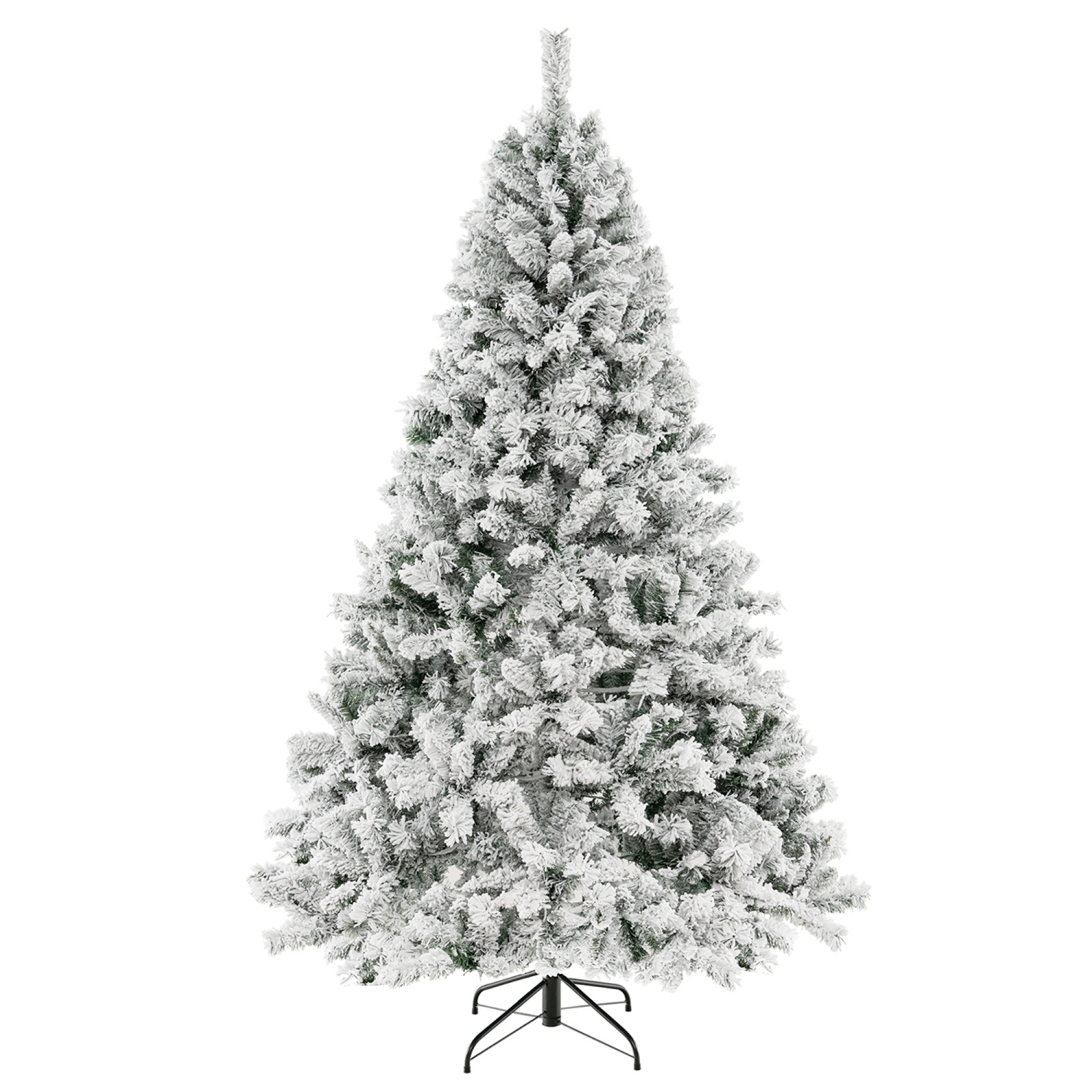Costway 7 FT Pre-Lit Christmas Tree 3-Minute Quick Shape Flocked Decor with 450 LED Lights