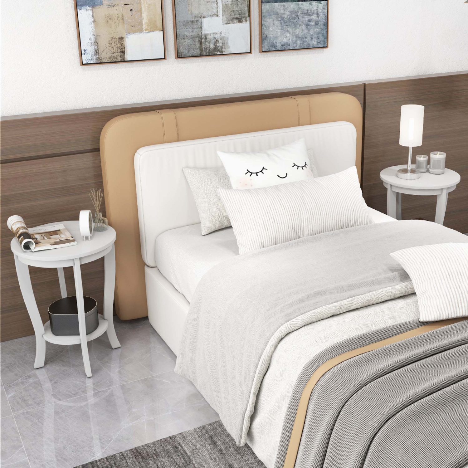 Costway 2-Tier End Table 18" Round Compact Sofa Side Nightstand with Storage Shelf