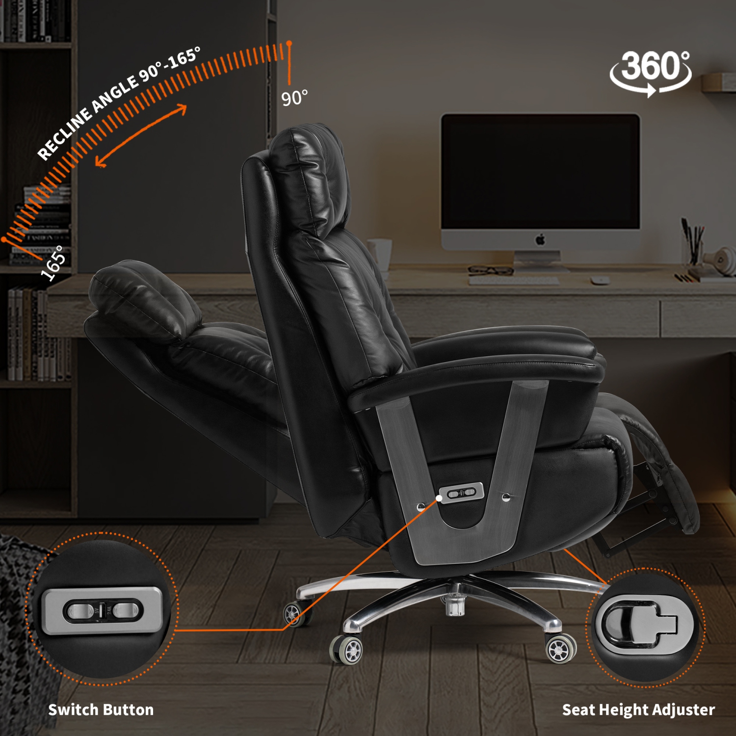 Fauteuil inclinable électrique Freya de Kinnls avec repose-pieds en cuir véritable