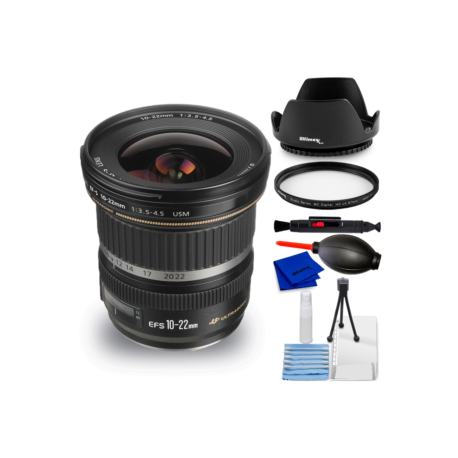 Canon EF-S 10-22mm f/3.5-4.5 USM Lens 9518A002 - 7PC Accessory Bundle