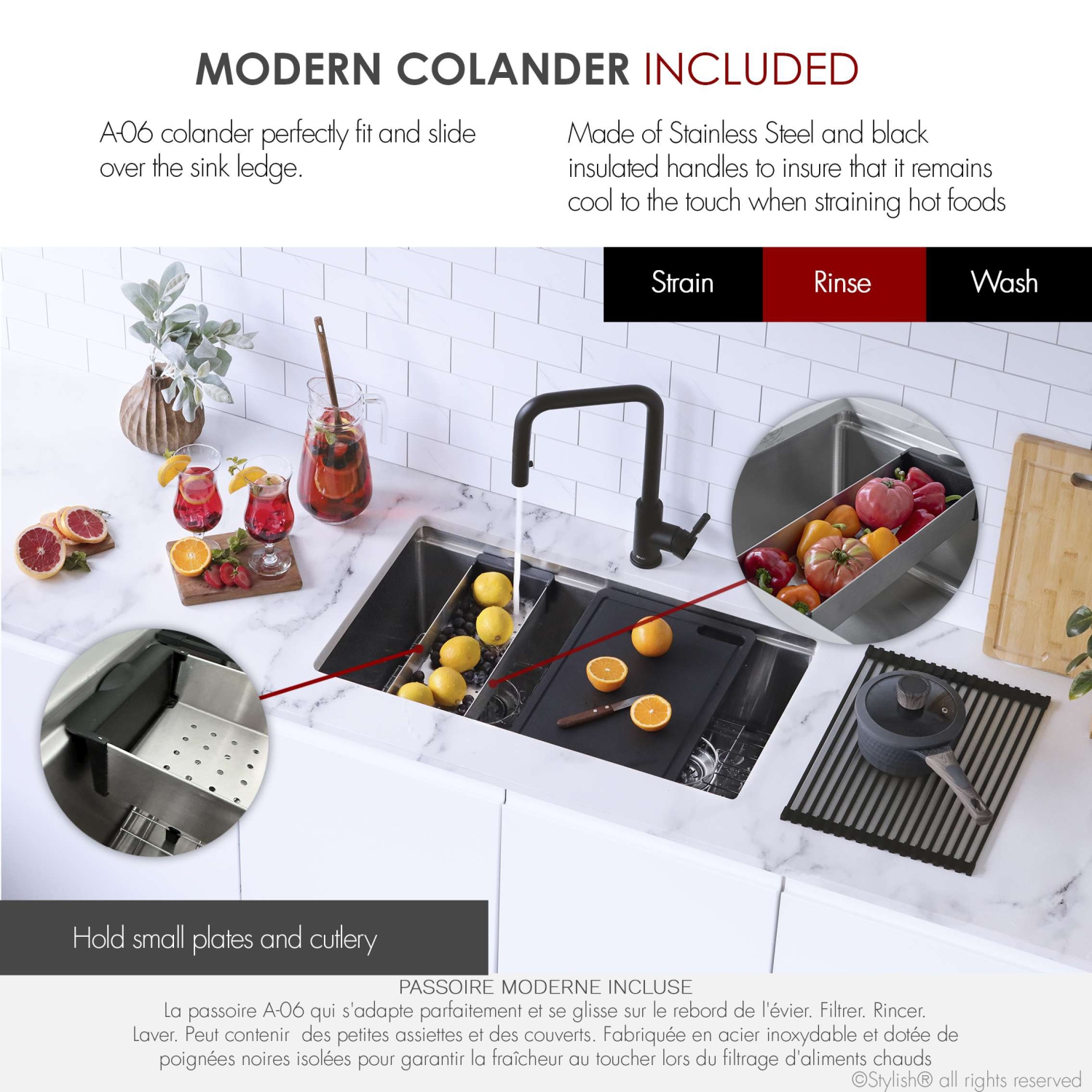 Stylish Boron Dual-Mount 30" Double-Bowl Stainless Steel Workstation Kitchen Sink S-230W