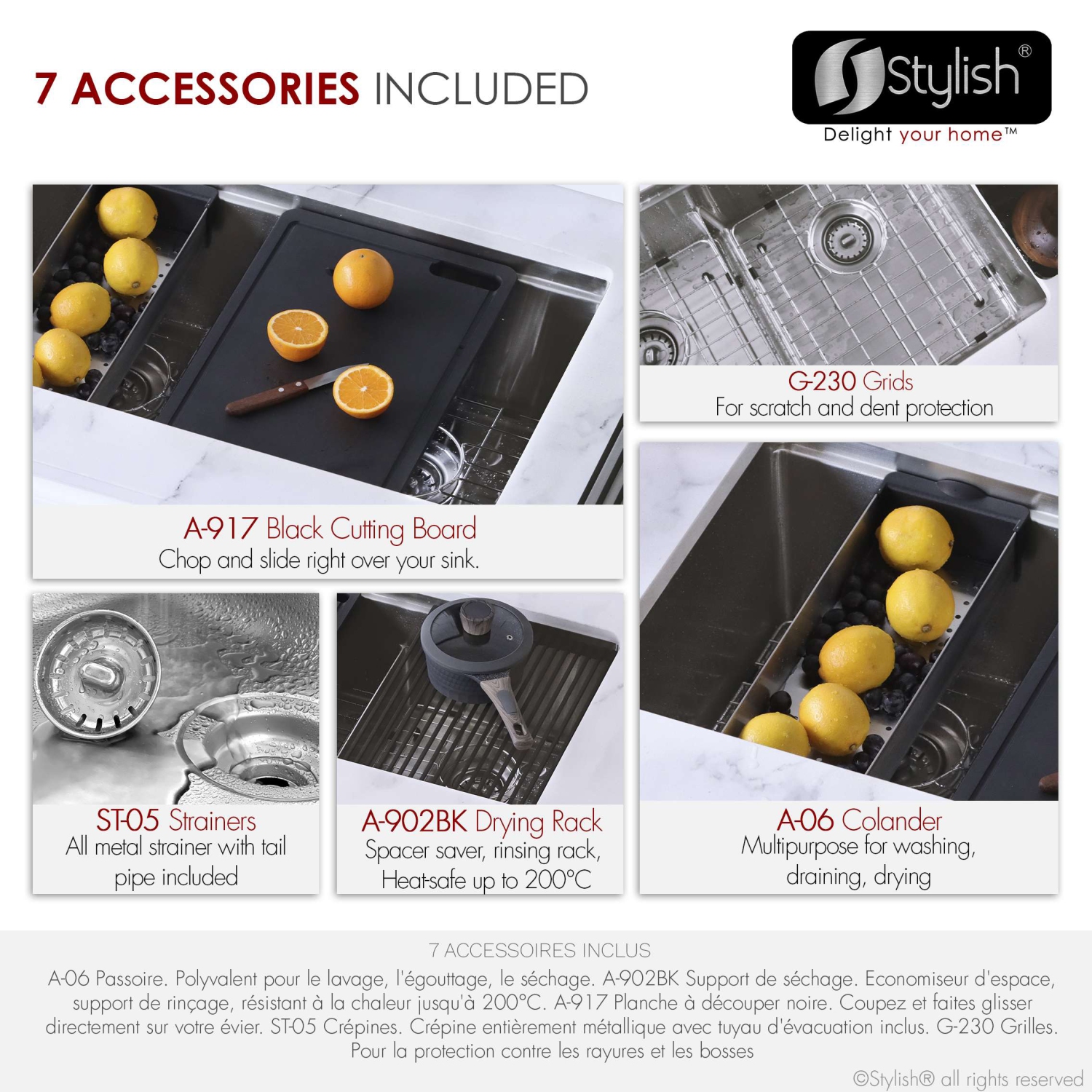 Stylish Boron Dual-Mount 30" Double-Bowl Stainless Steel Workstation Kitchen Sink S-230W