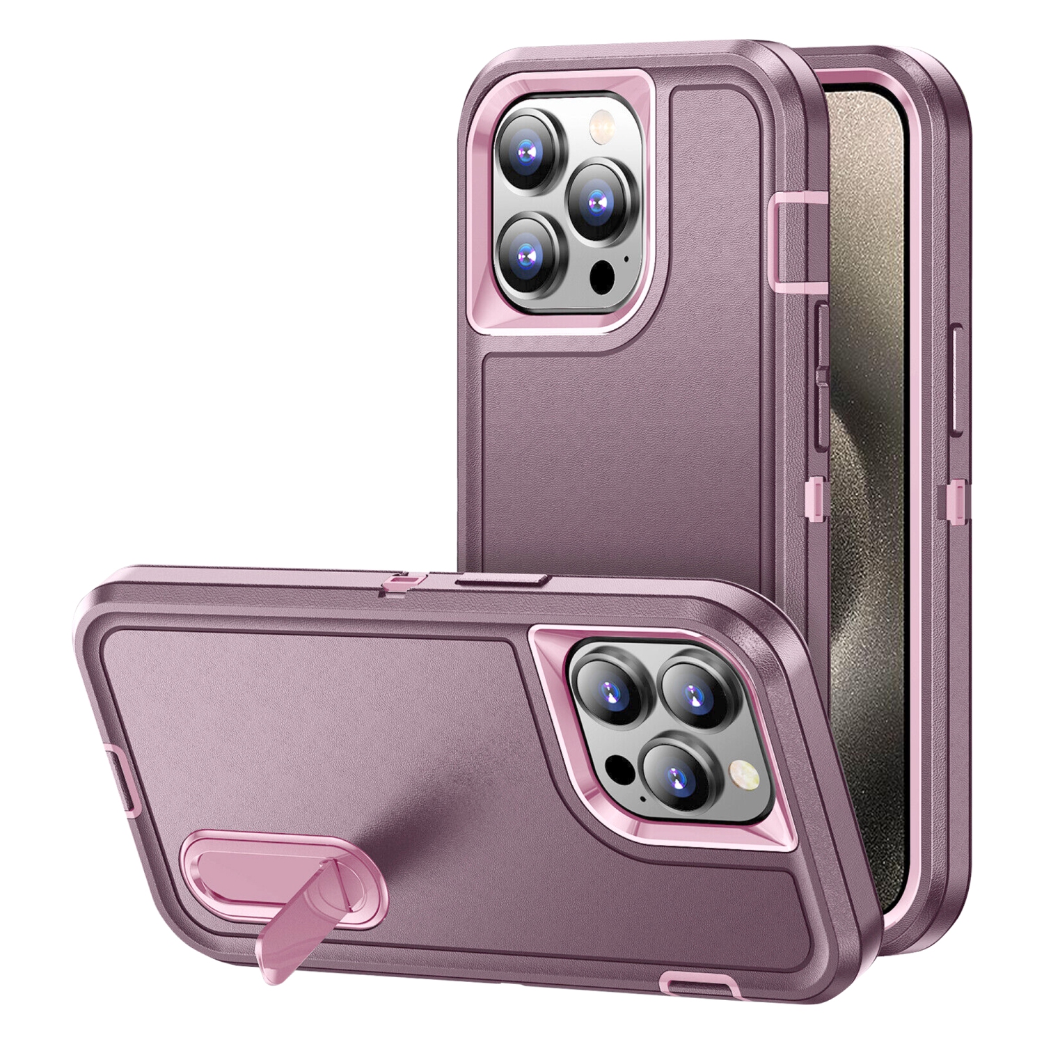 Supershield Defender Fitted Hard Shell Stand Back Cover Case for iPhone 15 Pro Max - purple