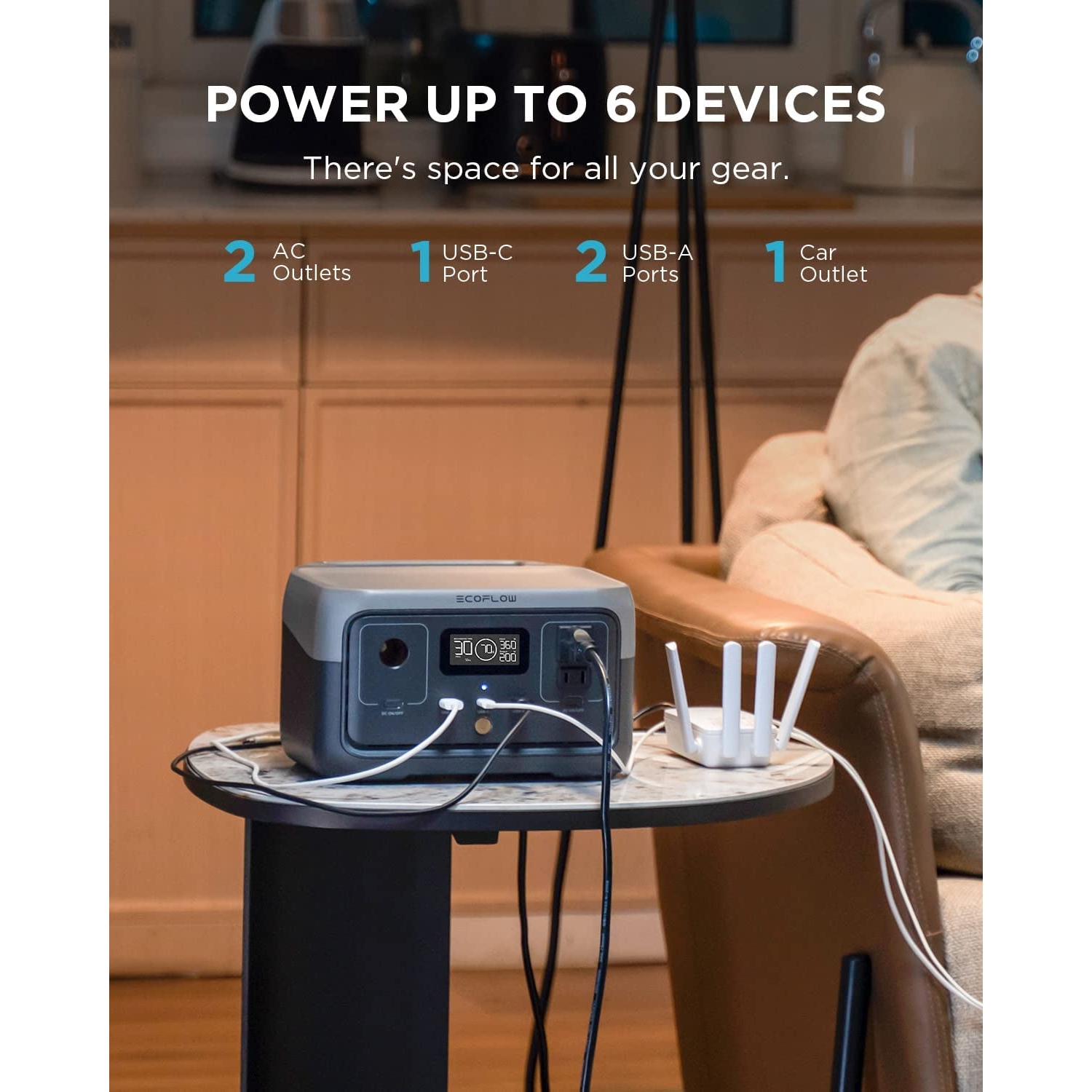 River 2 Portable Power Station - 256Wh LiFeP04 Battery, 1 Hour Fast Charging, 2 AC Outlets up to 600W, Solar Generator for Outdoor Camping, RVs, and