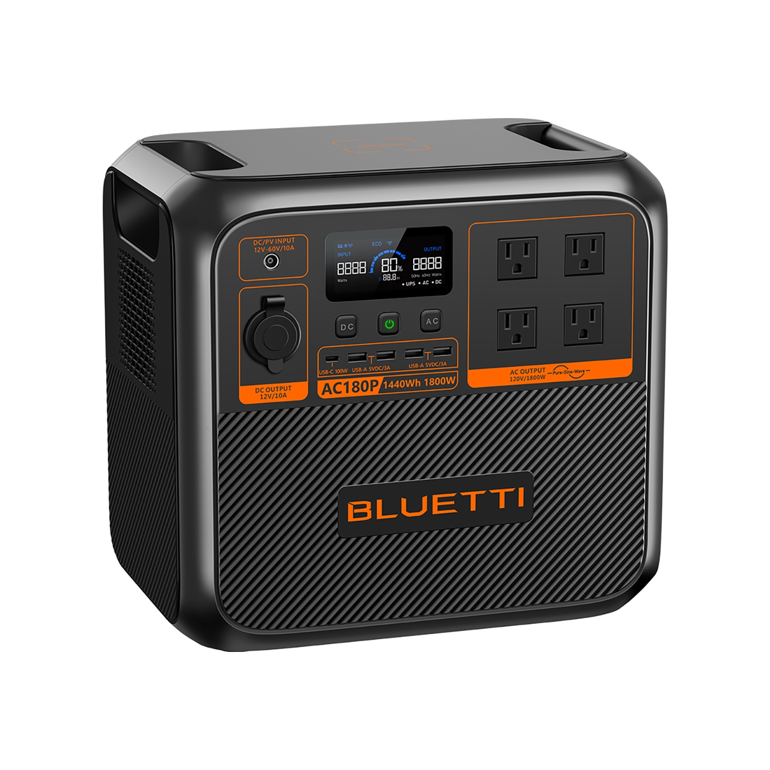 BLUETTI AC180P 1800W Portable Solar Generator 1440Wh LiFePO4 Power Station for Camping, Power Outages, Off-Grid Living