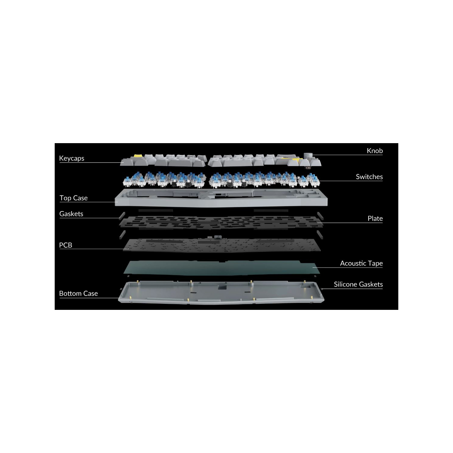 Keychron Q8 RGB Hotswap Mechanical Gaming Keyboard – 65% Alice Layout , Gateron Pro Blue Switches with Knob – Compatible with Windows & macOS, Grey