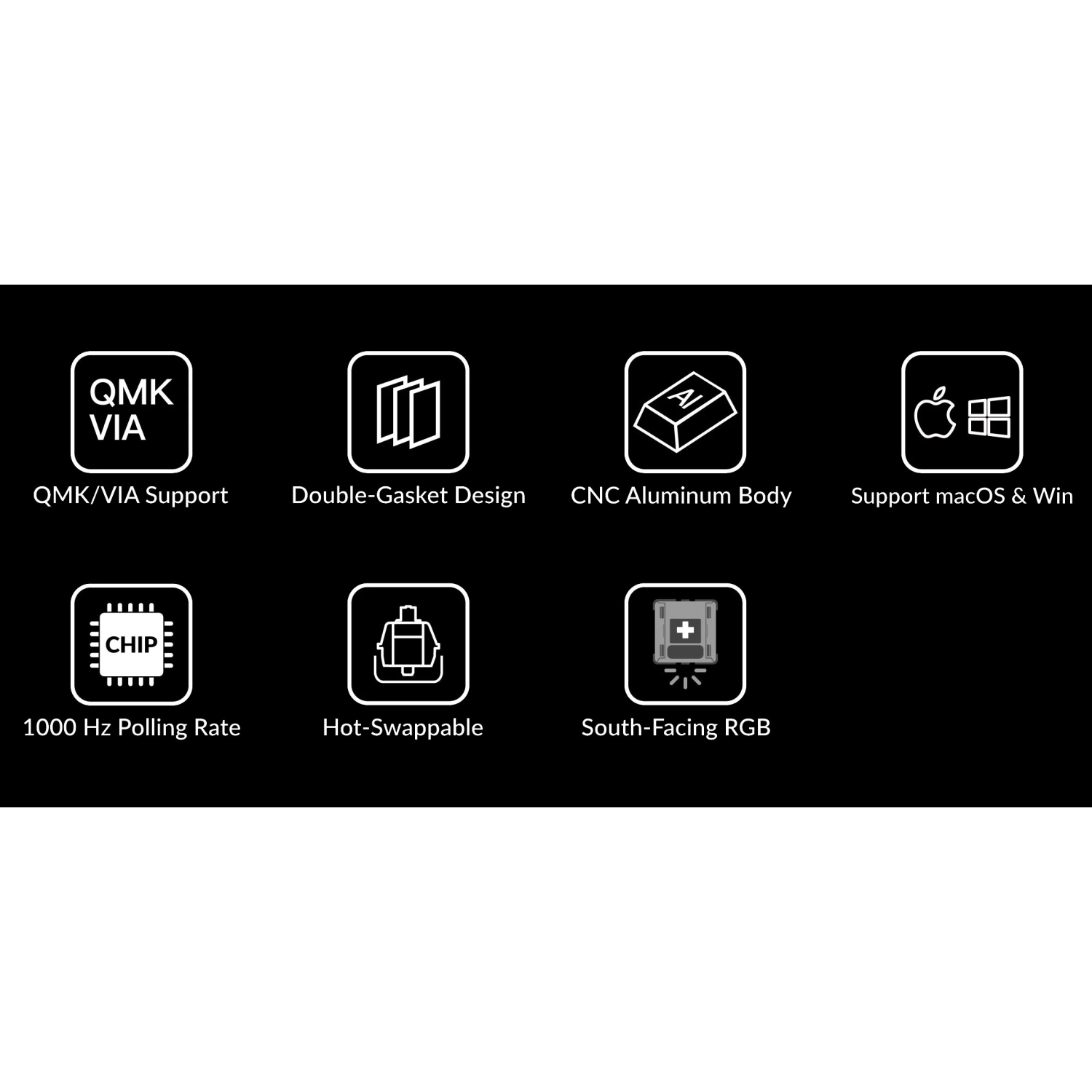 Clavier de jeu mécanique Q8 RVB Hotswap de Keychron – 65 % Alice Layout , Barebones avec bouton – Compatible avec Windows et macOS, bleu