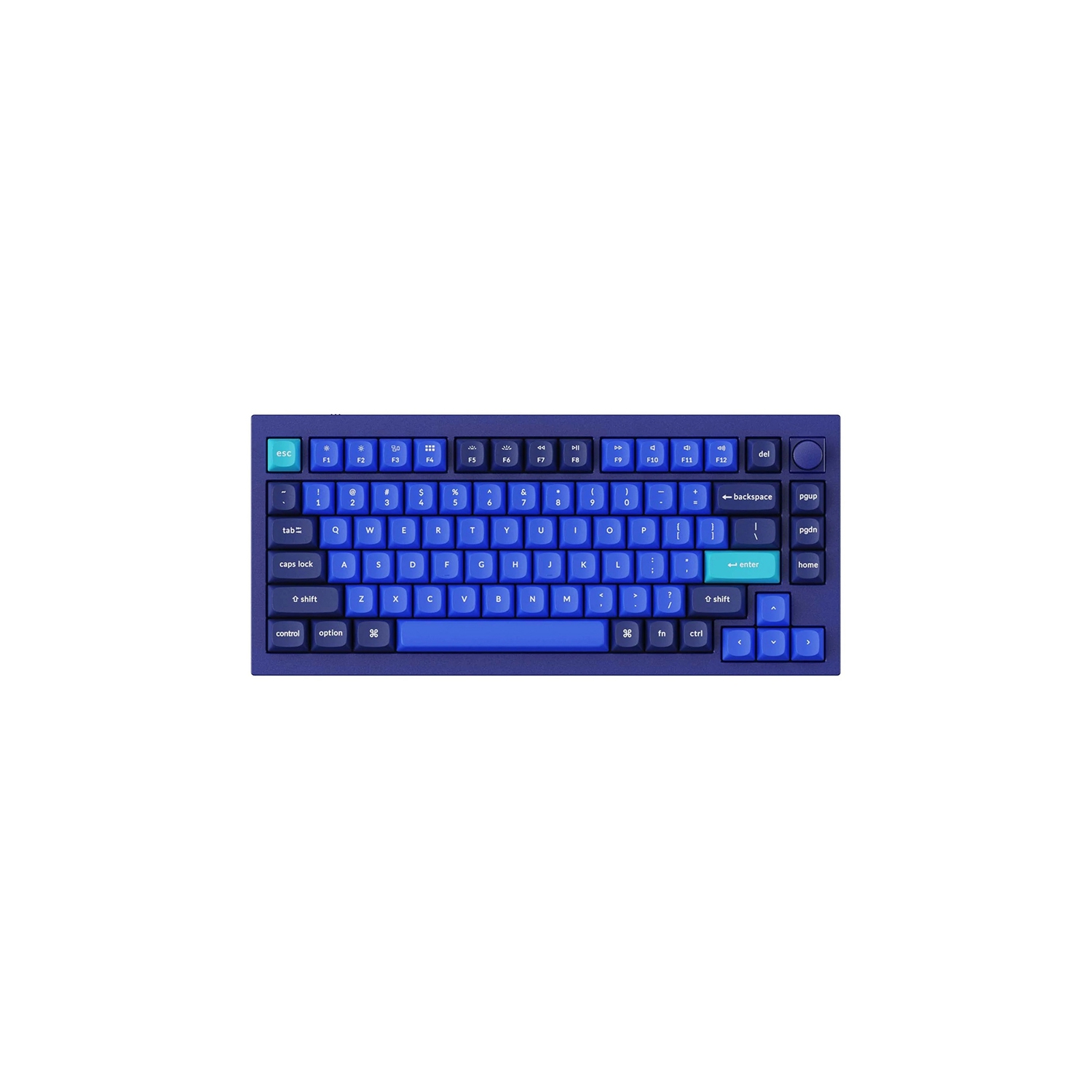 Keychron Q1 V2 Hotswap Mechanica Keyboard - RGB -Aluminum Frame - Blue - with Knob - Gateron Pro Red - 75% Layout - Windows Mac OS (Q1-O1)