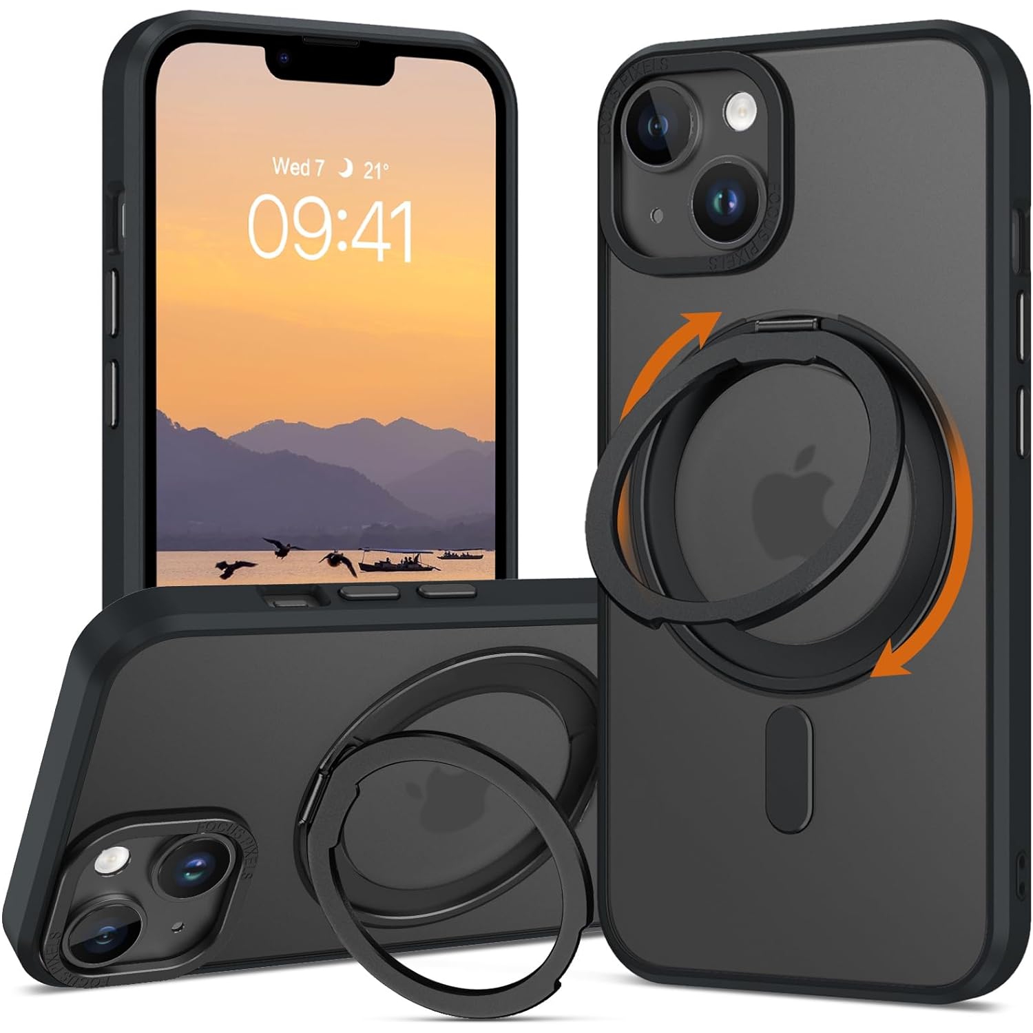 Magnetic Case for iPhone 14 iPhone 13 with 360° Rotatable Invisible Ring, iPhone 14/13 Case with Stand Magnetic