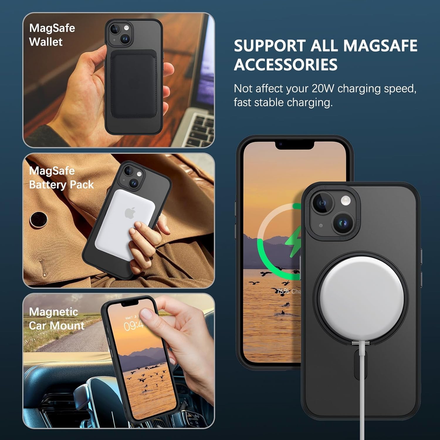 Magnetic Case for iPhone 14 iPhone 13 with 360° Rotatable Invisible Ring, iPhone 14/13 Case with Stand Magnetic