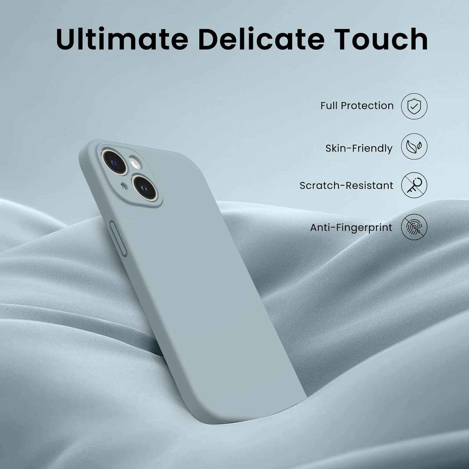 Compatible with iPhone 14 Case, with 2 x Screen Protector Liquid Silicone Gel Rubber Cover [Full Body]