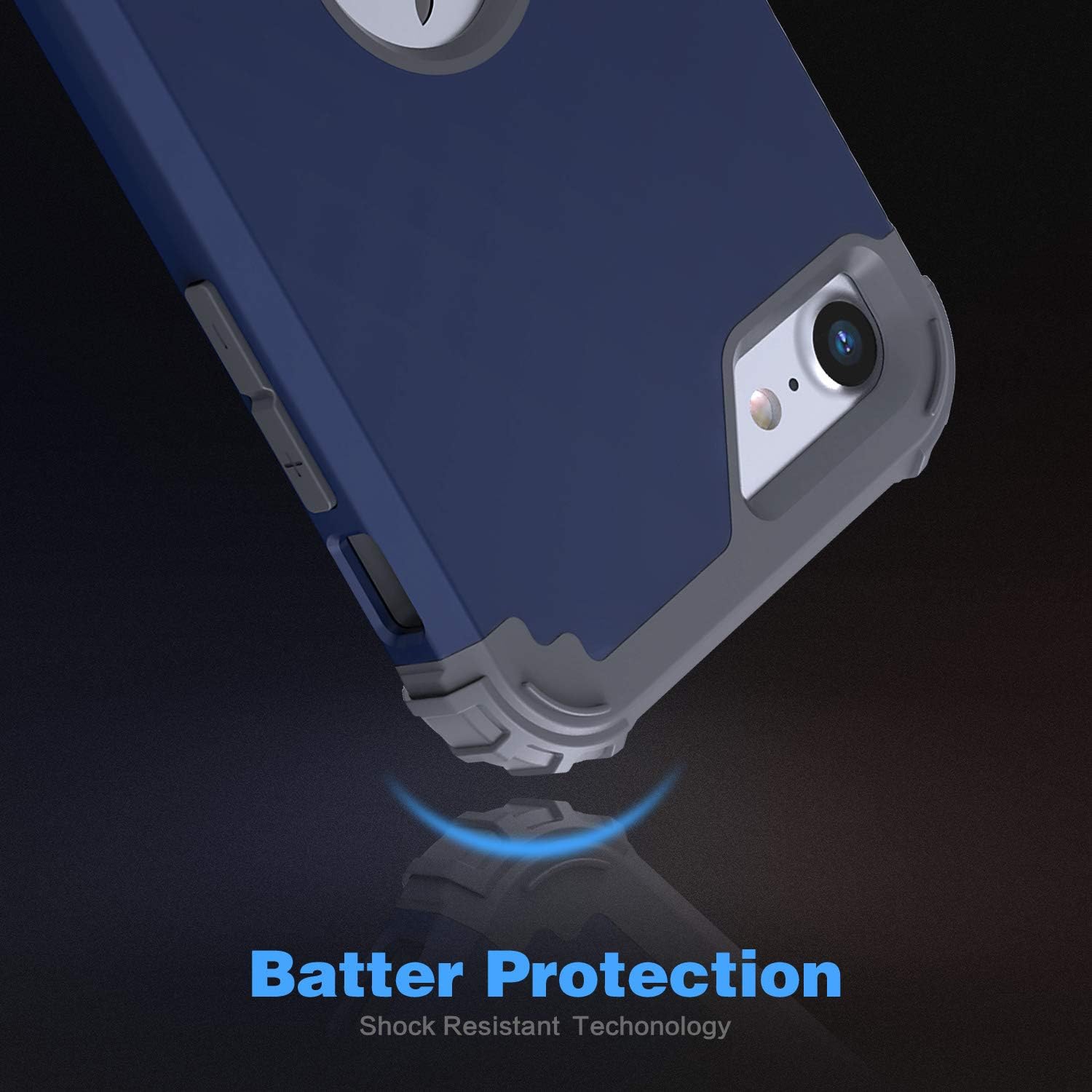 iPhone SE 2020 Case, Hybrid 3 in 1 Shockproof Slim Heavy Duty Hard PC Cover Soft Silicone Rugged Bumper Full