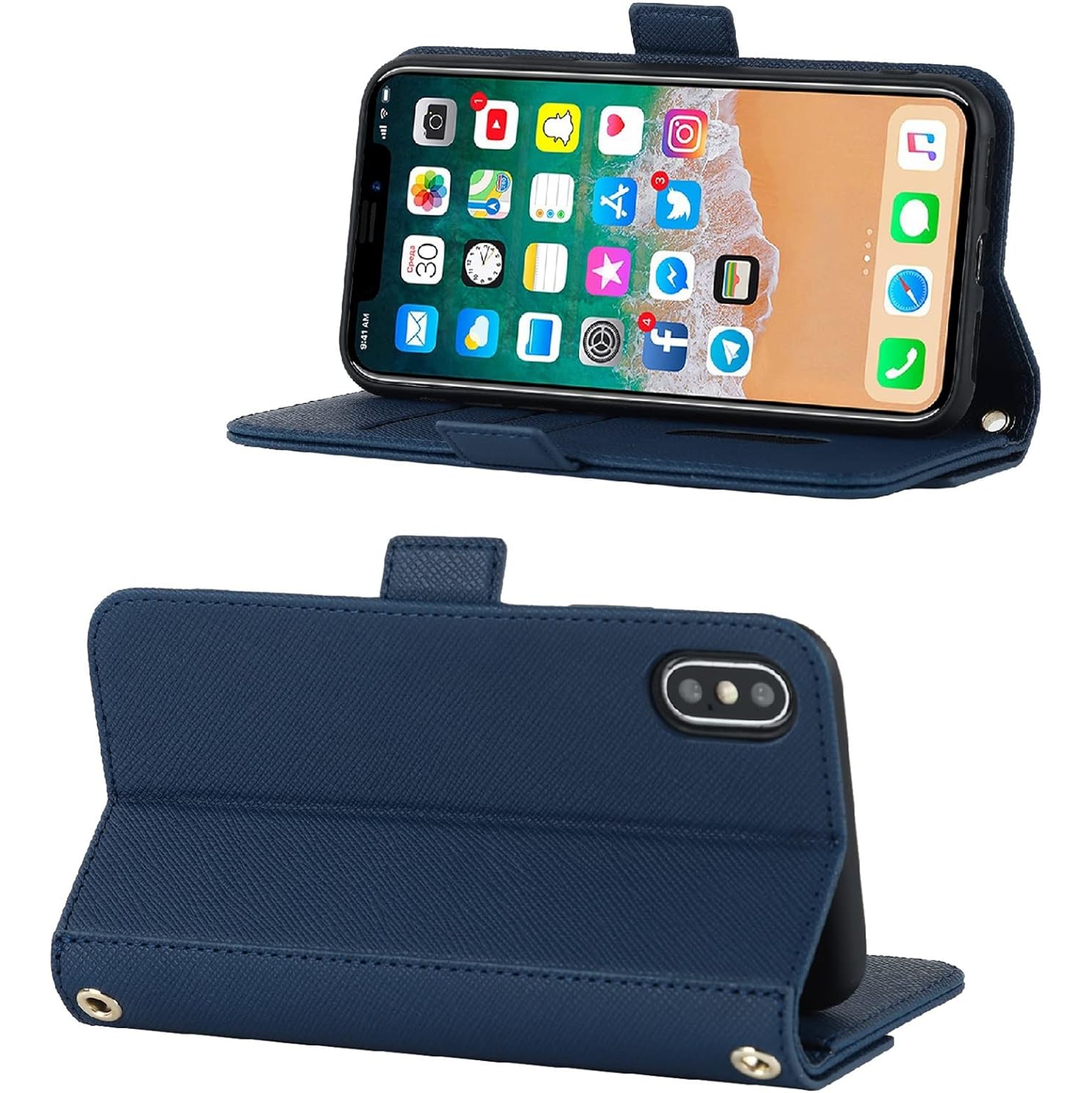 Crossbody Wallet for iPhone Xs/iPhone X Case with Adjustable Lanyard Strap Credit Card Holder 5.8",PU Leather