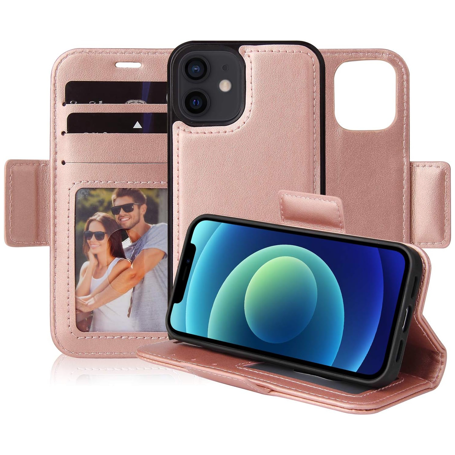 Detachable Magnetic Wallet Case with RFID Protection Compatible for iPhone 12 Mini [5.4 inch] [Vajio Series] -