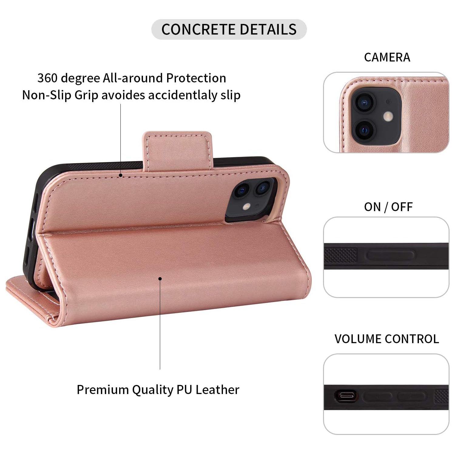 Detachable Magnetic Wallet Case with RFID Protection Compatible for iPhone 12 Mini [5.4 inch] [Vajio Series] -