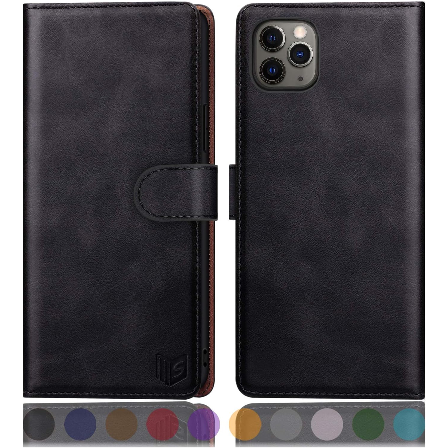 for iPhone 11 Pro Max 6.5" with RFID Blocking Leather Wallet case Credit Card Holder, Flip Folio Book Phone