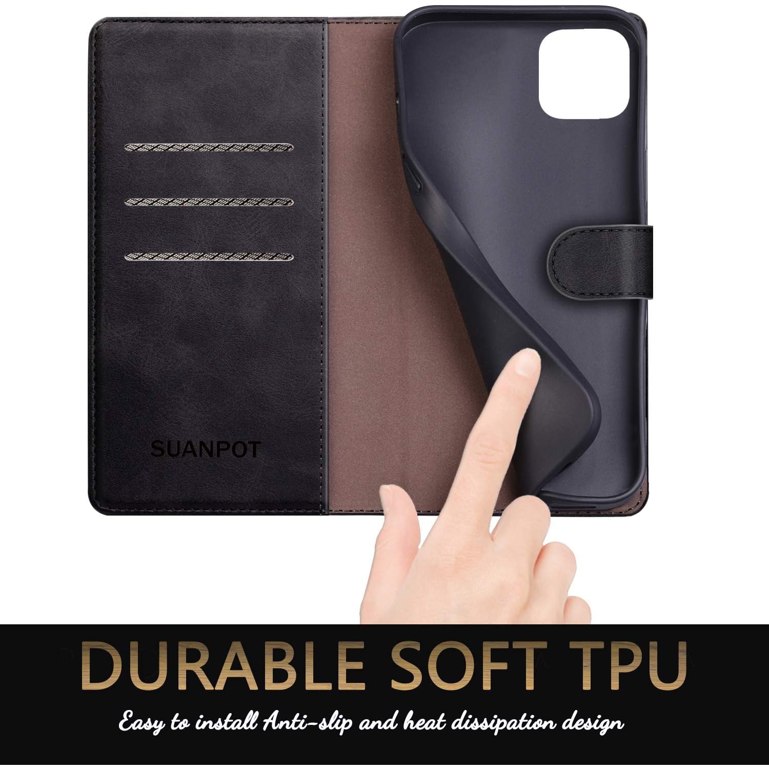 for iPhone 11 Pro Max 6.5" with RFID Blocking Leather Wallet case Credit Card Holder, Flip Folio Book Phone