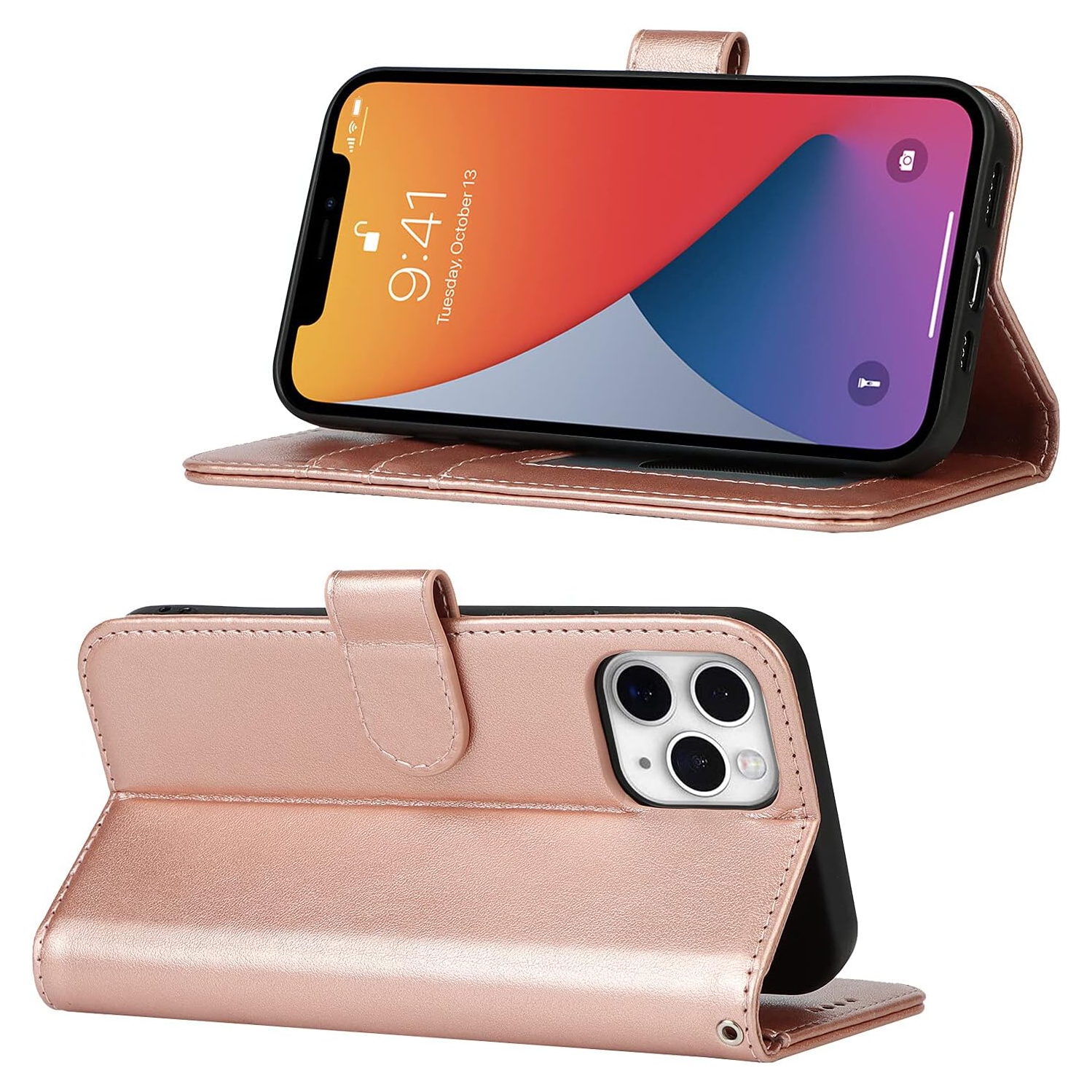 iPhone 11 Pro Wallet Case,Premium Leather Card Holder Card Slot Magnetic Closure Flip Kickstand Women Wallet