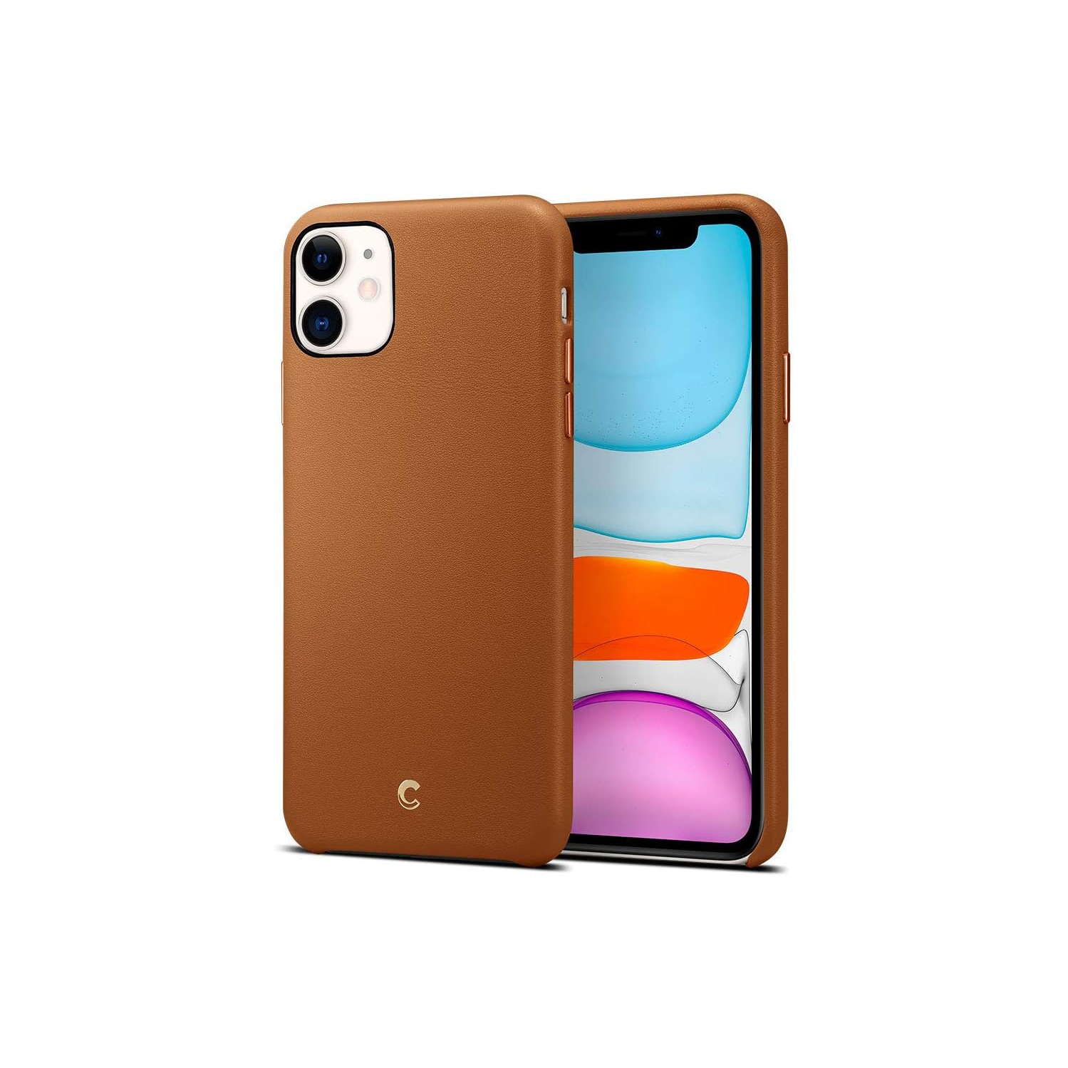 Spigen iPhone 11 Case Basic Leather Designed for iPhone 11 Case Cover (2019) - Saddle Brown
